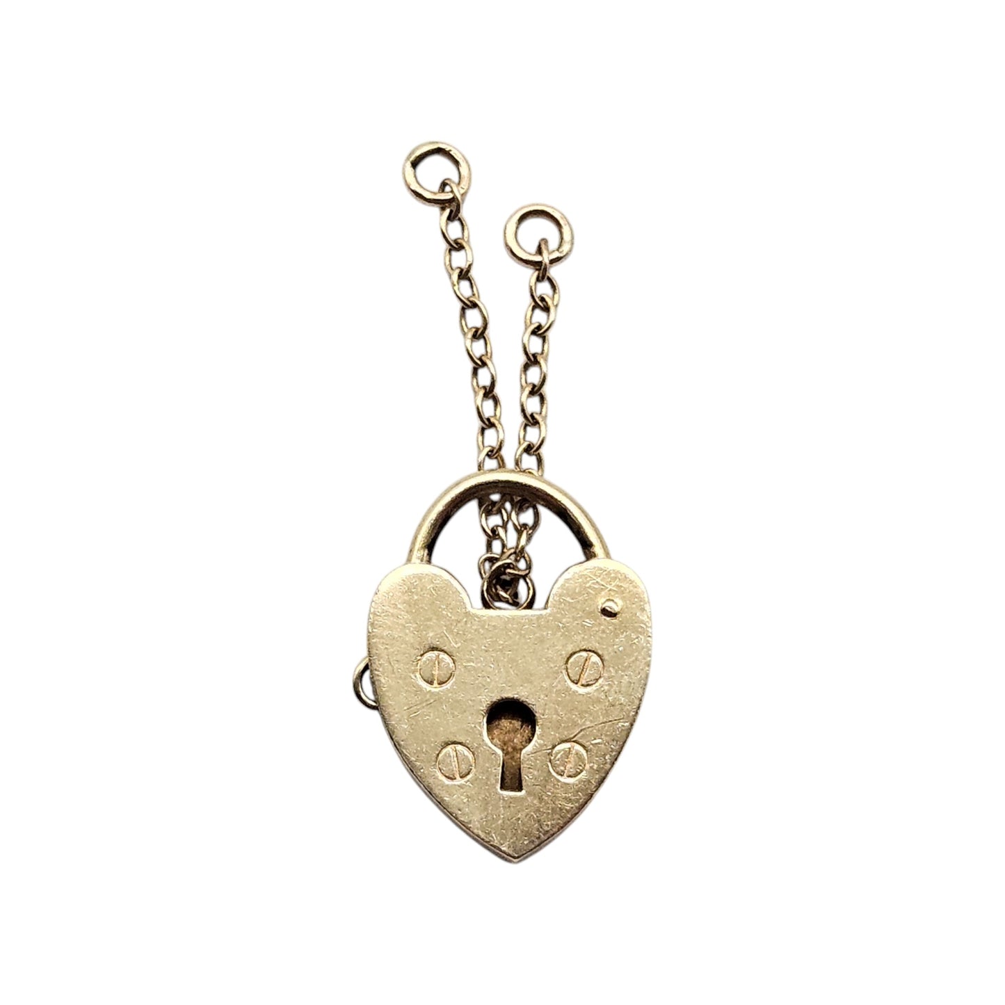 Unusual 9ct 375 Yellow Gold Heart Shaped Padlock c.1970's L 1.9 cm 2.3 g.