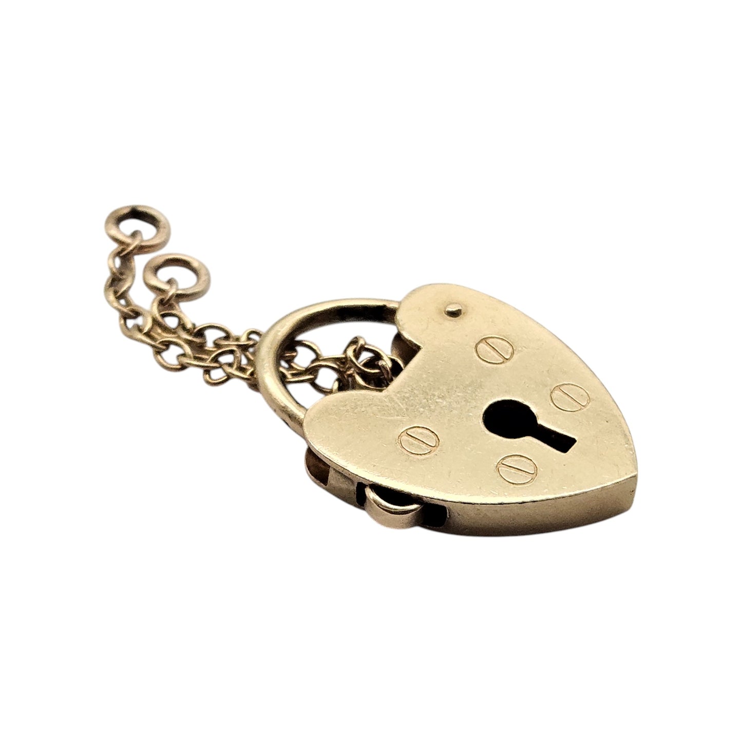 Unusual 9ct 375 Yellow Gold Heart Shaped Padlock c.1970's L 1.9 cm 2.3 g.