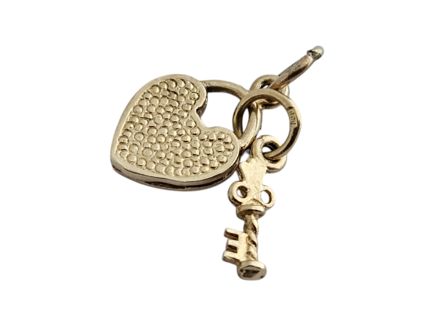 9ct Yellow Gold Padlock with Key Love Charm L 1.0 cm 1.3 g.