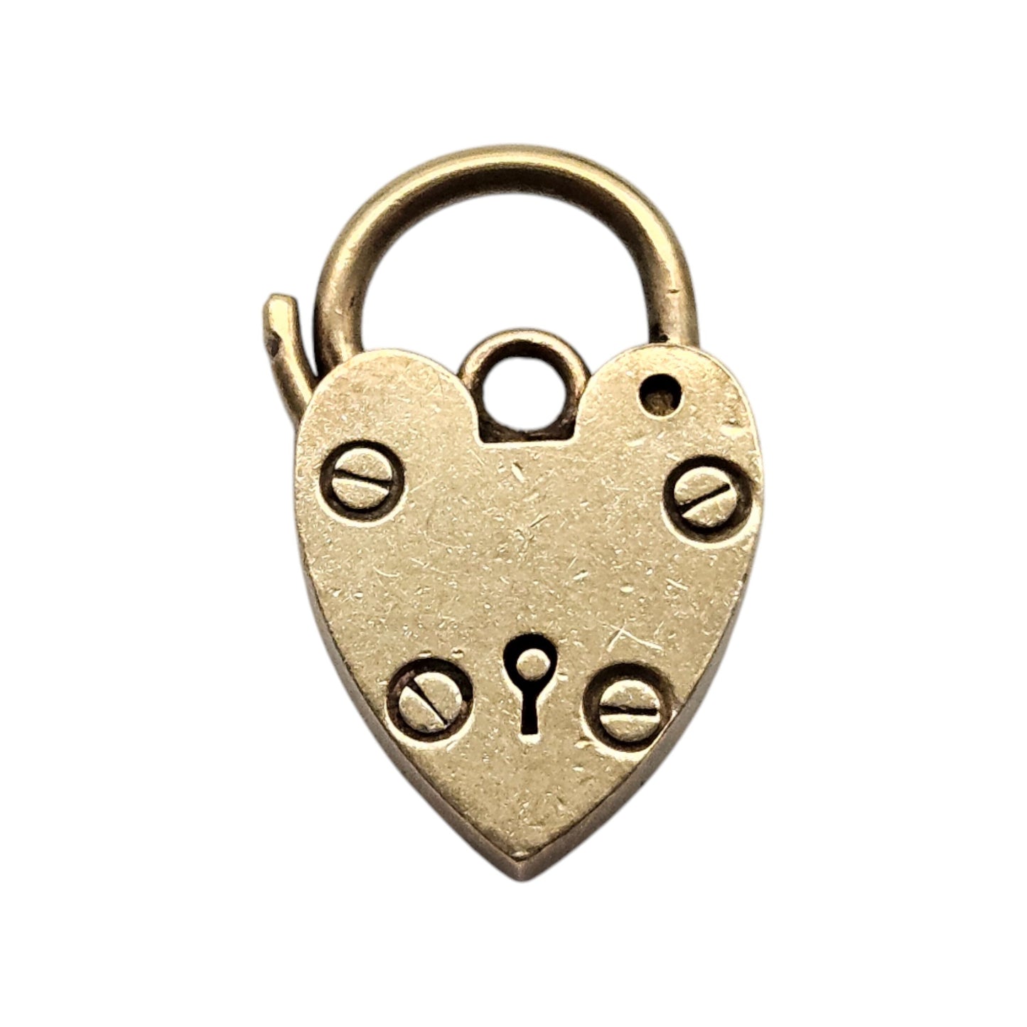9ct 375 Yellow Gold Heart Shaped Padlock Clasp 1964 L 2.1 cm 2.8 g.