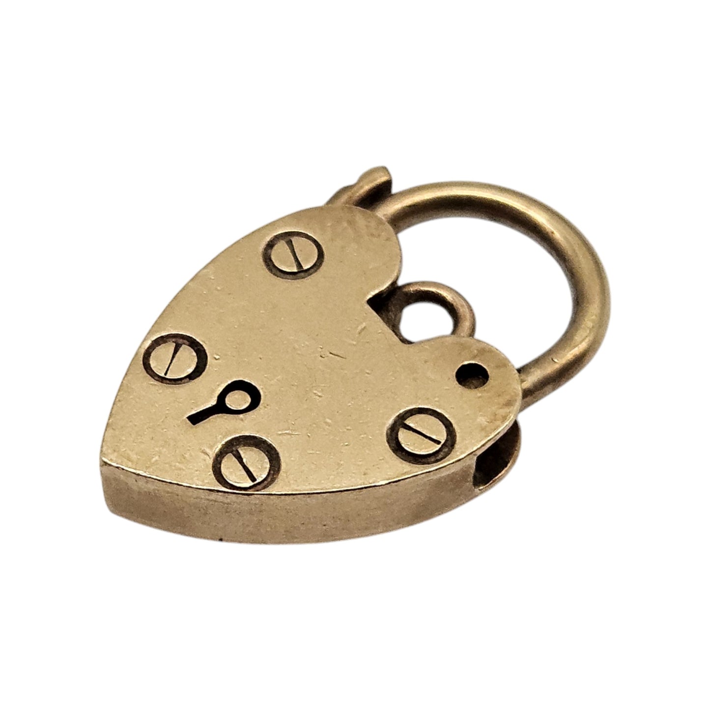 9ct 375 Yellow Gold Heart Shaped Padlock Clasp 1964 L 2.1 cm 2.8 g.