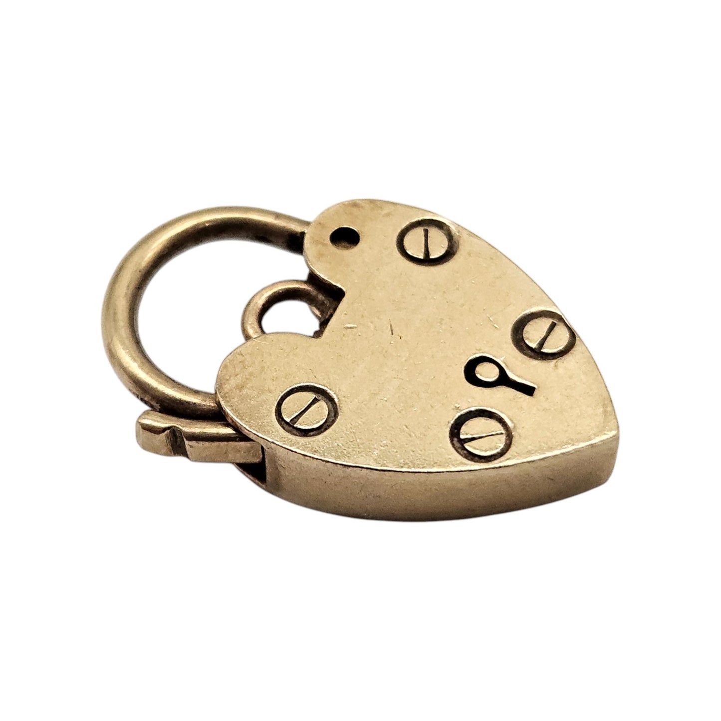 9ct 375 Yellow Gold Heart Shaped Padlock Clasp 1964 L 2.1 cm 2.8 g.