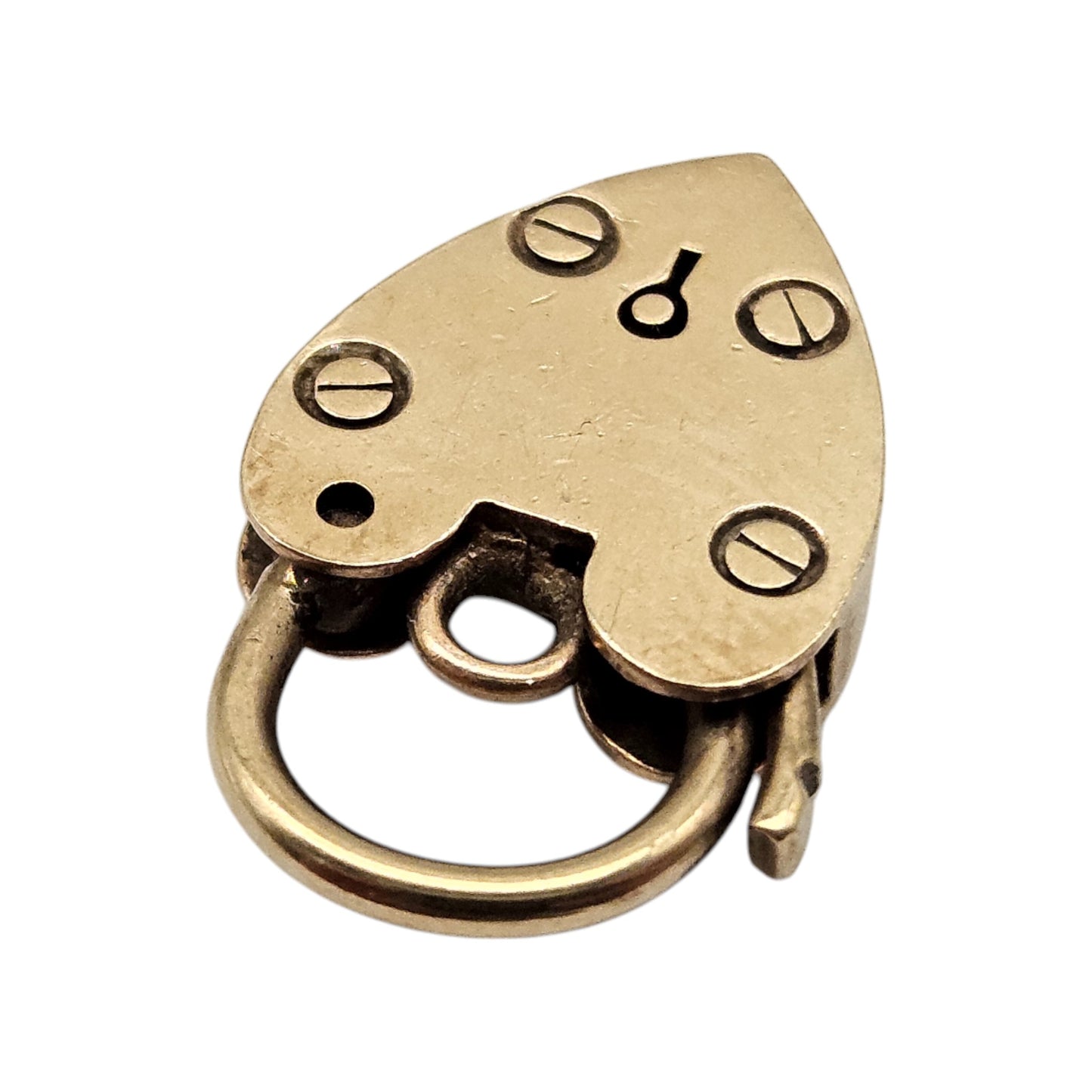 9ct 375 Yellow Gold Heart Shaped Padlock Clasp 1964 L 2.1 cm 2.8 g.
