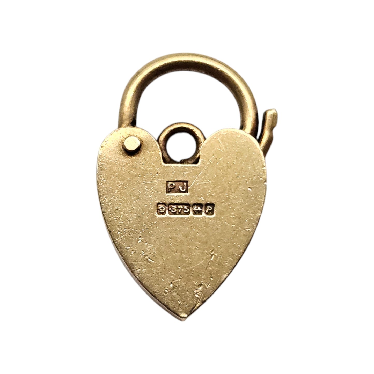 9ct 375 Yellow Gold Heart Shaped Padlock Clasp 1964 L 2.1 cm 2.8 g.