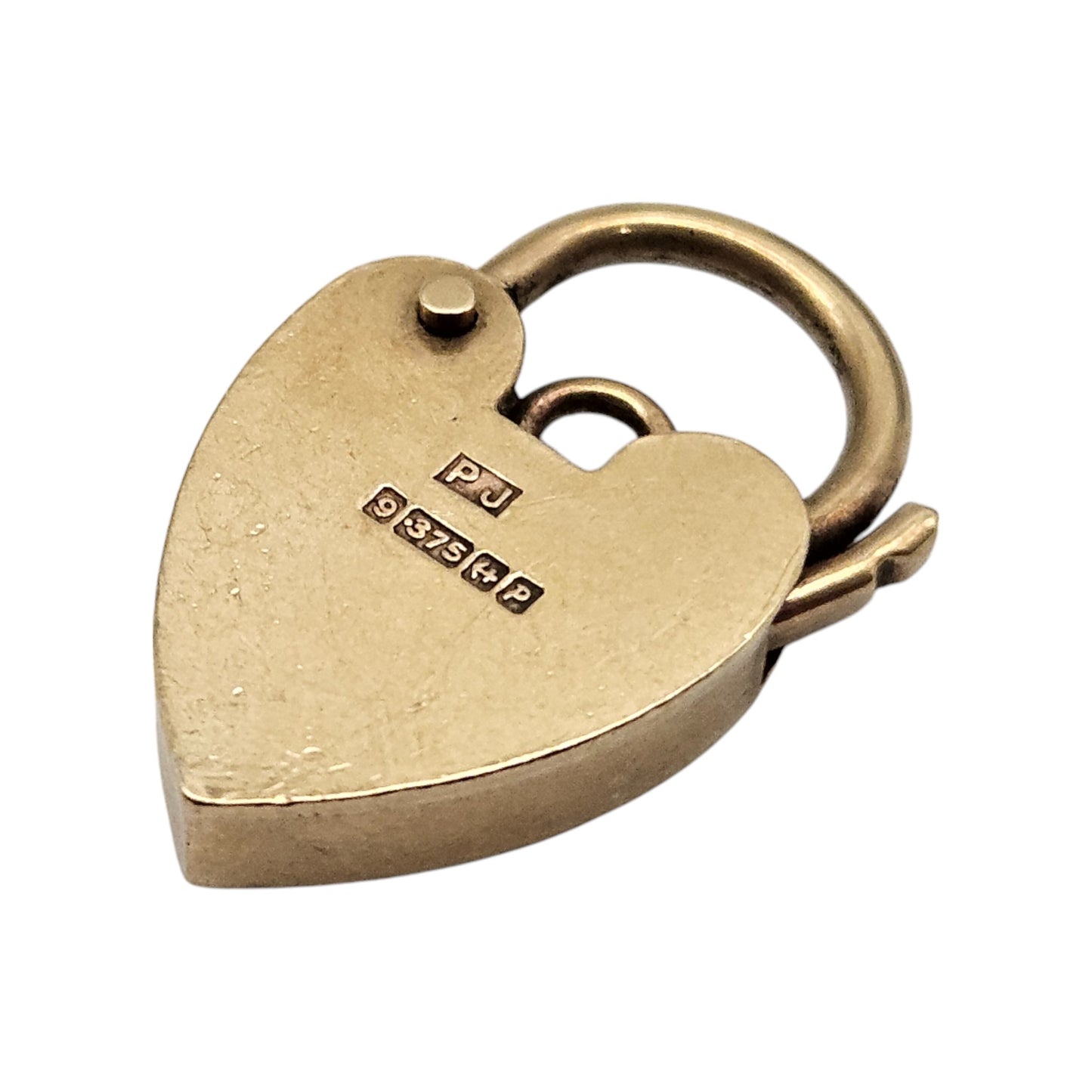 9ct 375 Yellow Gold Heart Shaped Padlock Clasp 1964 L 2.1 cm 2.8 g.