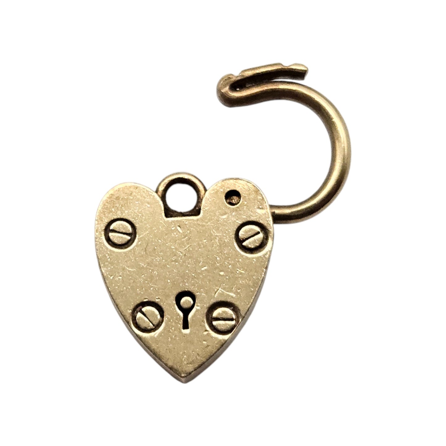 9ct 375 Yellow Gold Heart Shaped Padlock Clasp 1964 L 2.1 cm 2.8 g.