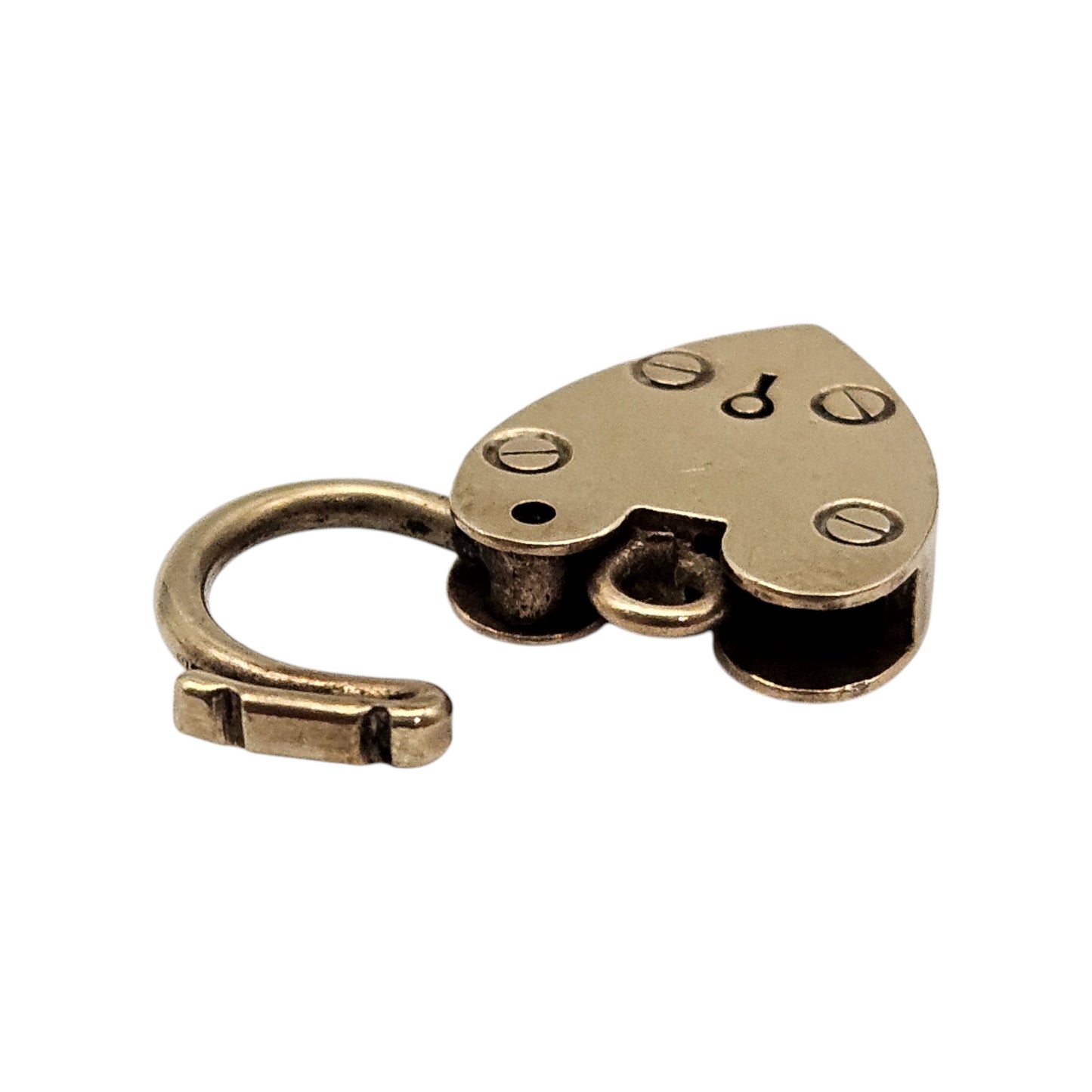 9ct 375 Yellow Gold Heart Shaped Padlock Clasp 1964 L 2.1 cm 2.8 g.