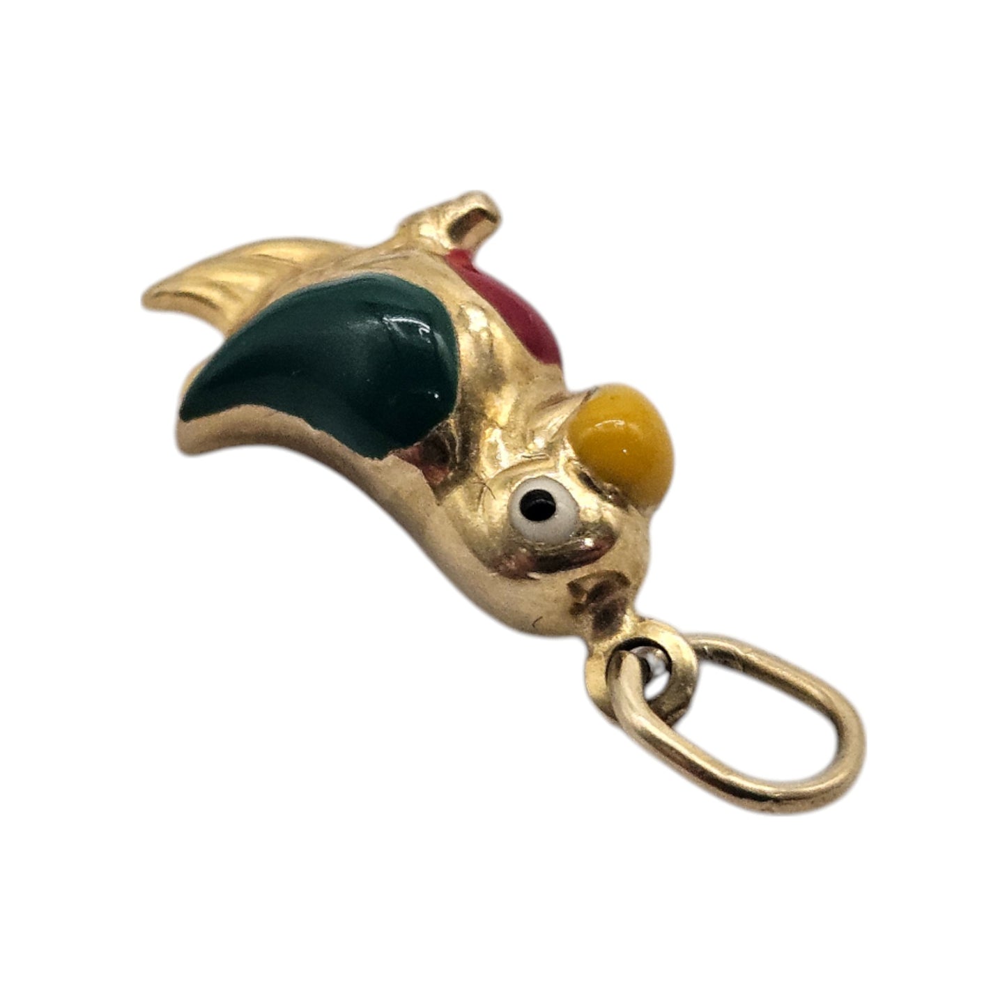 Pretty 9ct 375 Yellow Gold & Enamel Parrot Charm L 1.4 cm 0.8 g.