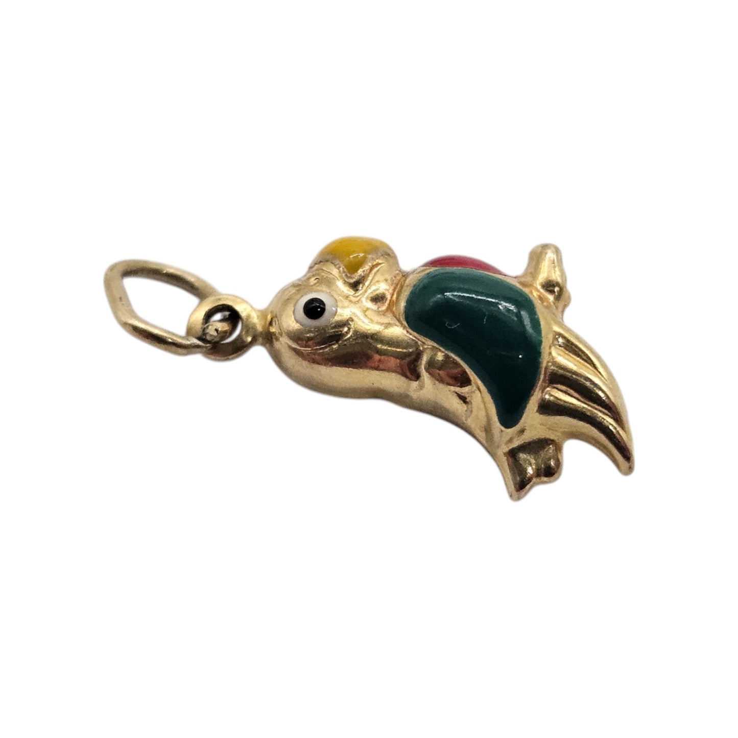 Pretty 9ct 375 Yellow Gold & Enamel Parrot Charm L 1.4 cm 0.8 g.