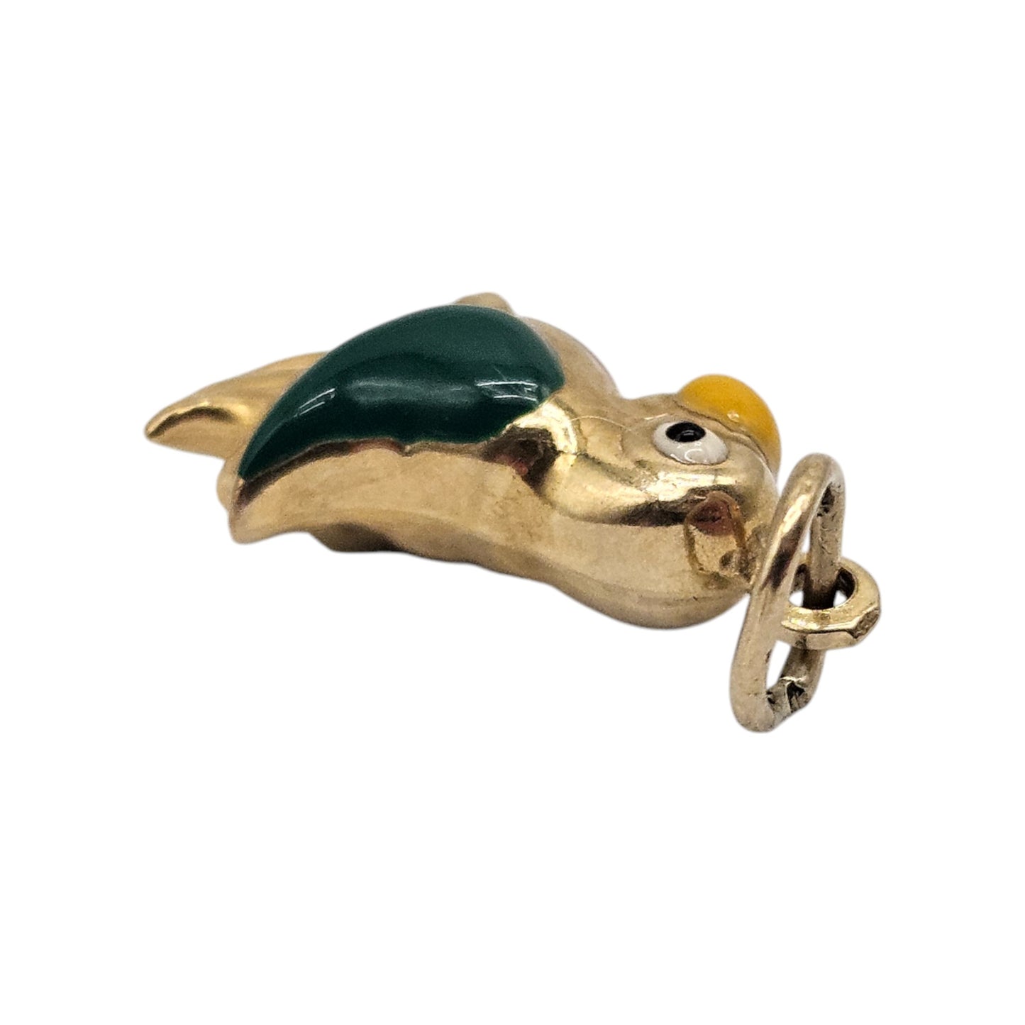 Pretty 9ct 375 Yellow Gold & Enamel Parrot Charm L 1.4 cm 0.8 g.