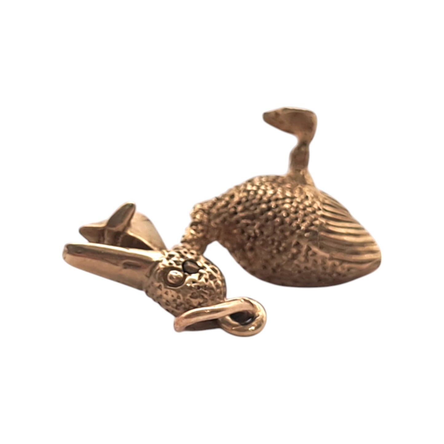 Unusual 9ct 375 Yellow Gold Pelican Articulated Charm 1965 L 1.6 cm 2.9 g.