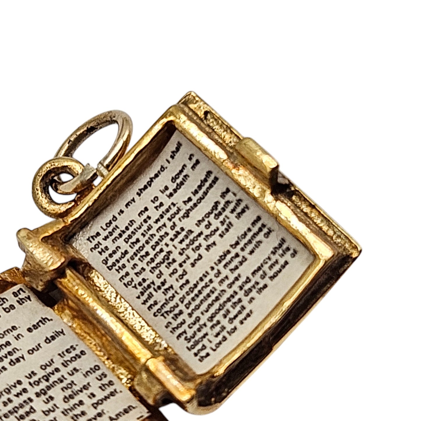 9ct 375 Yellow Gold Opening Prayer Book Charm 1970 L 1.1 cm 2.1 g.