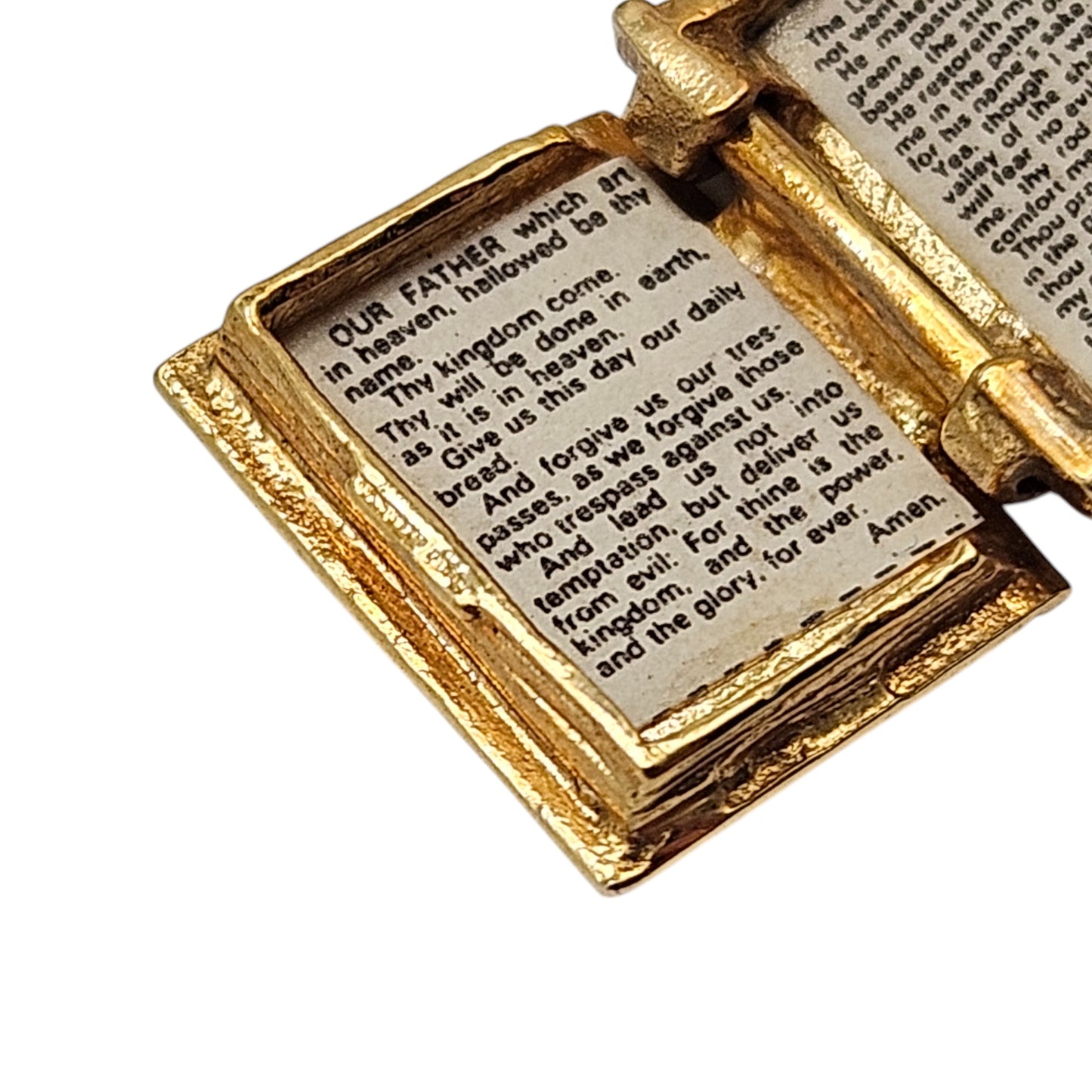 9ct 375 Yellow Gold Opening Prayer Book Charm 1970 L 1.1 cm 2.1 g.