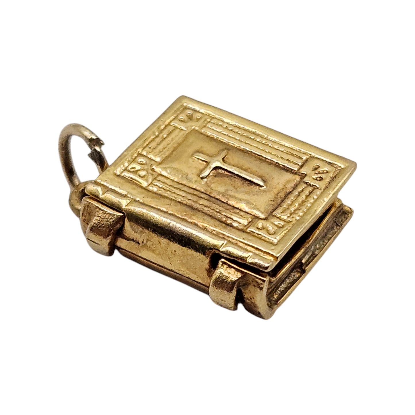 9ct 375 Yellow Gold Opening Prayer Book Charm 1970 L 1.1 cm 2.1 g.