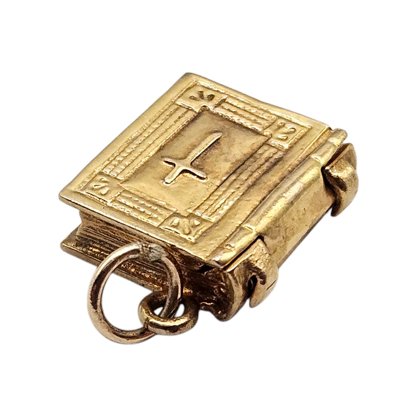 9ct 375 Yellow Gold Opening Prayer Book Charm 1970 L 1.1 cm 2.1 g.