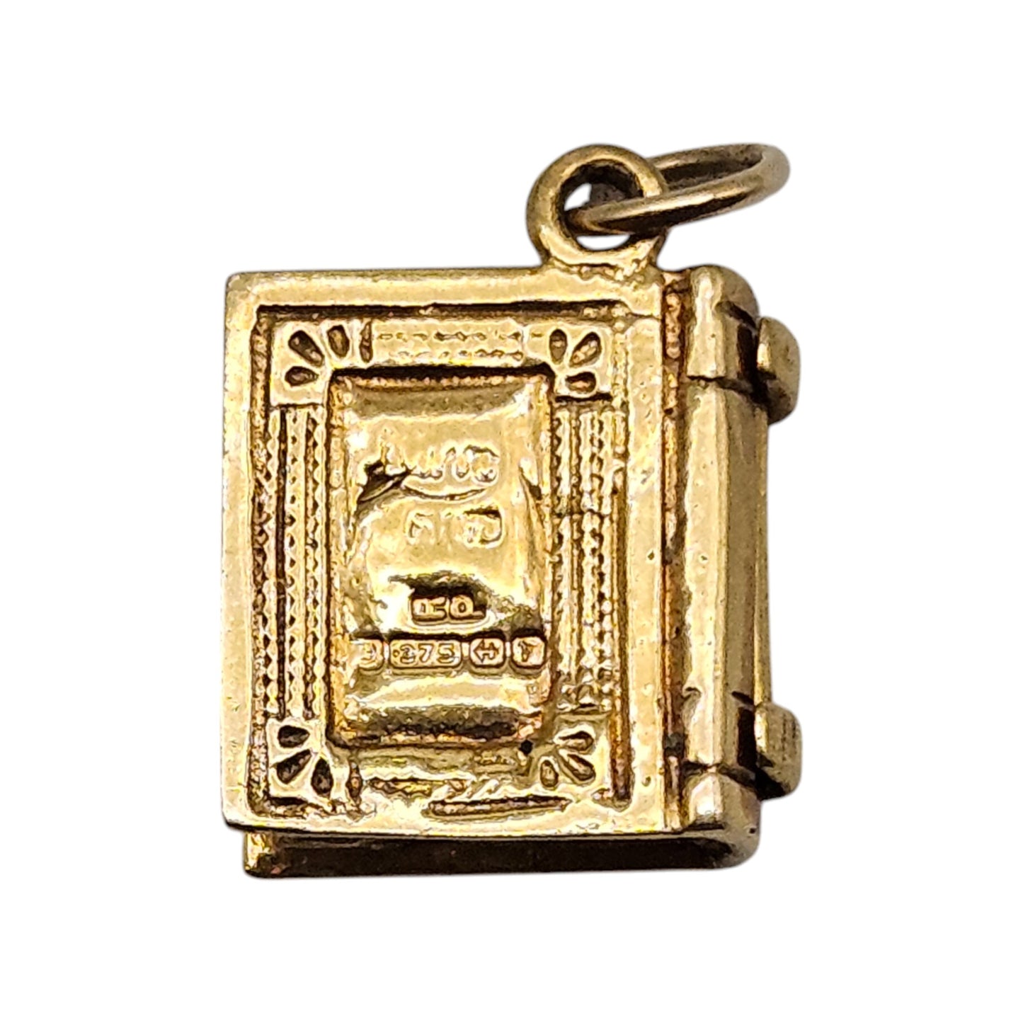 9ct 375 Yellow Gold Opening Prayer Book Charm 1970 L 1.1 cm 2.1 g.