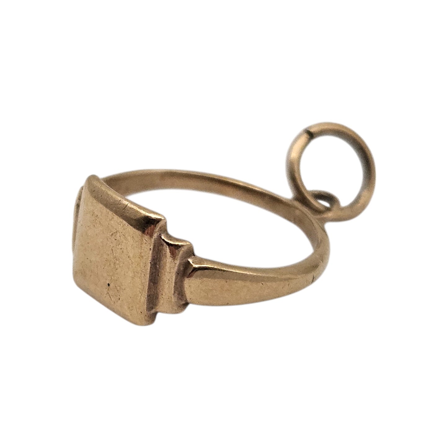 9ct Yellow Gold Signet Ring Charm L 1.2 cm 0.8 g.