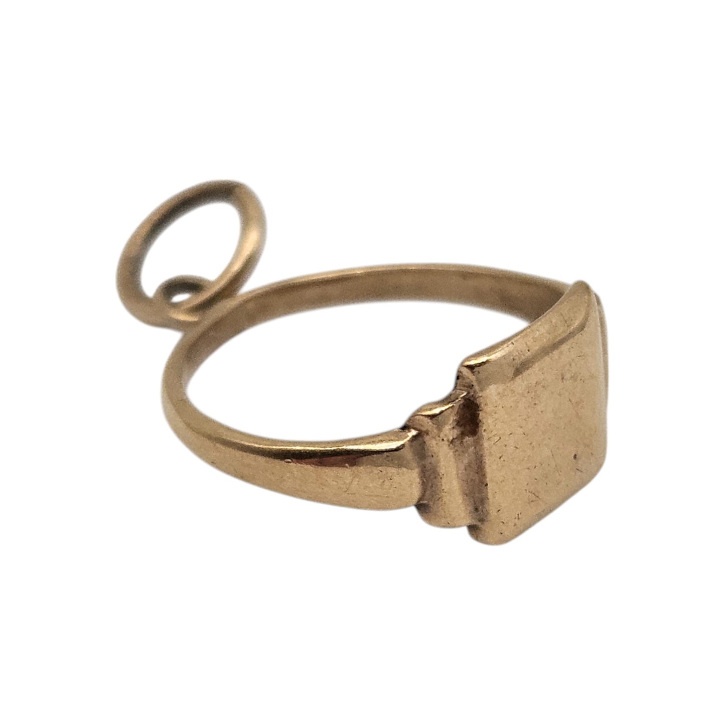 9ct Yellow Gold Signet Ring Charm L 1.2 cm 0.8 g.