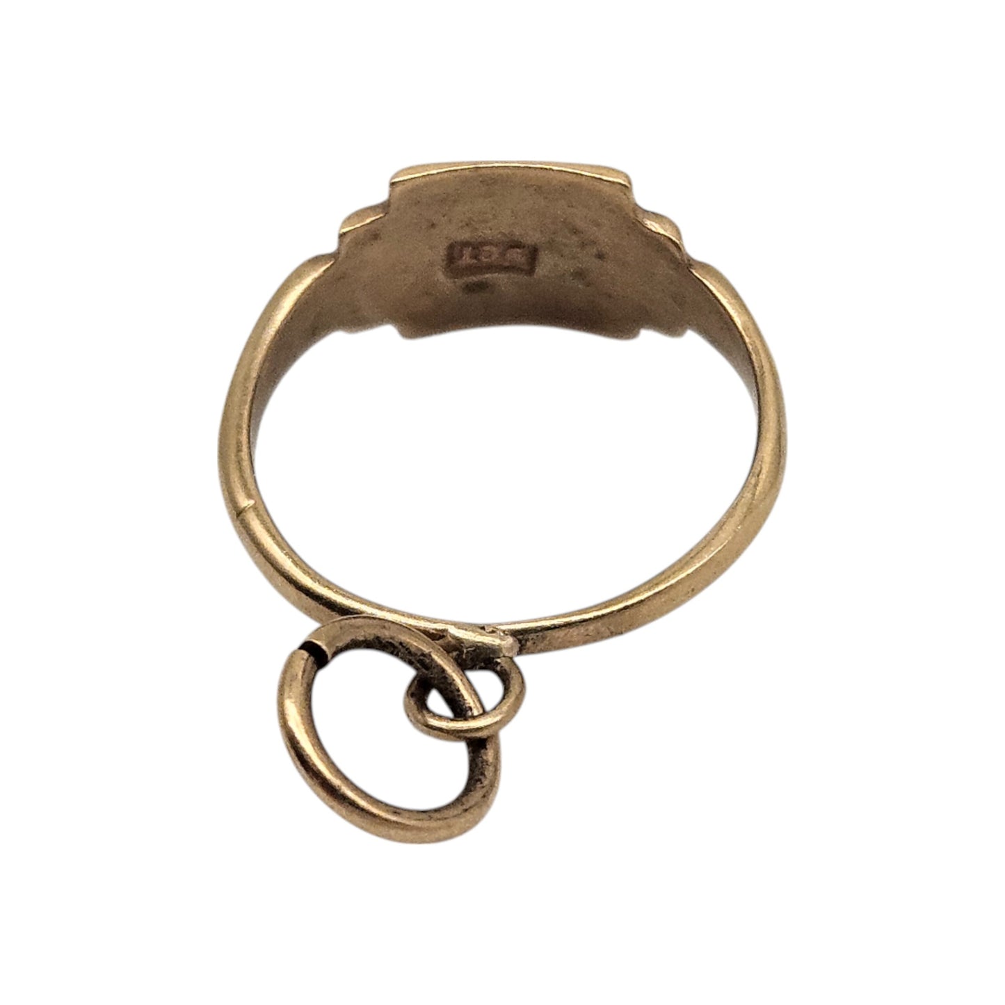 9ct Yellow Gold Signet Ring Charm L 1.2 cm 0.8 g.