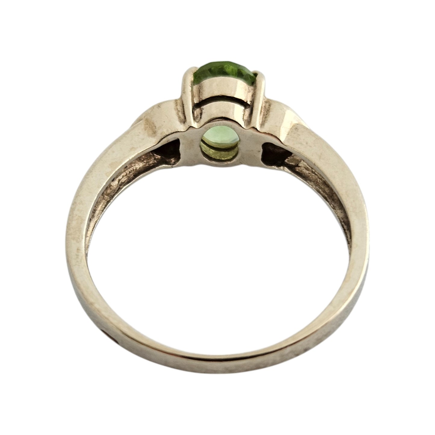 9ct 375 Yellow Gold Peridot & Diamond Ring Size O 1/2 3.3 g