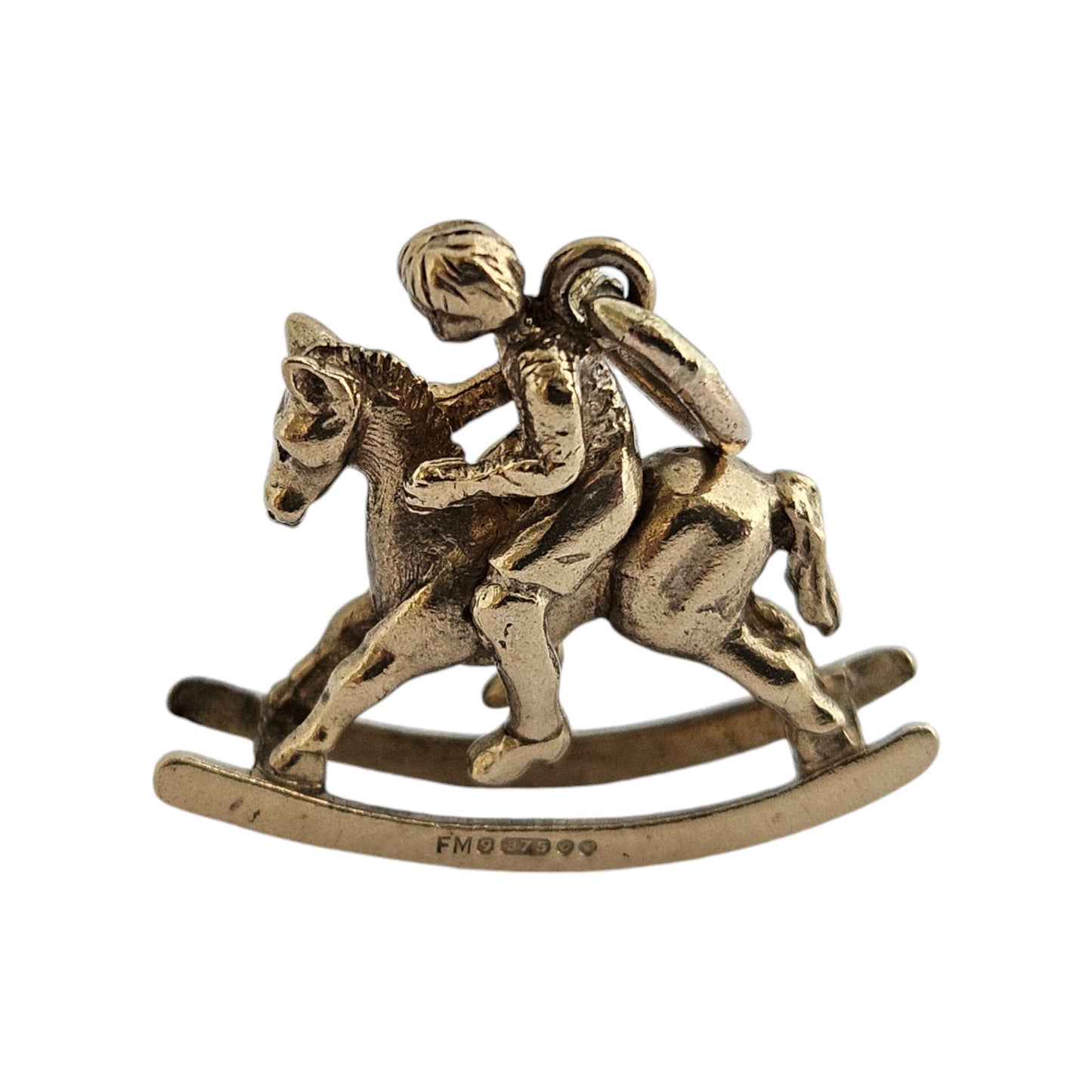9ct 375 Yellow Gold Rocking Horse Articulated Charm 1969 L 2.2 cm 4.7 g
