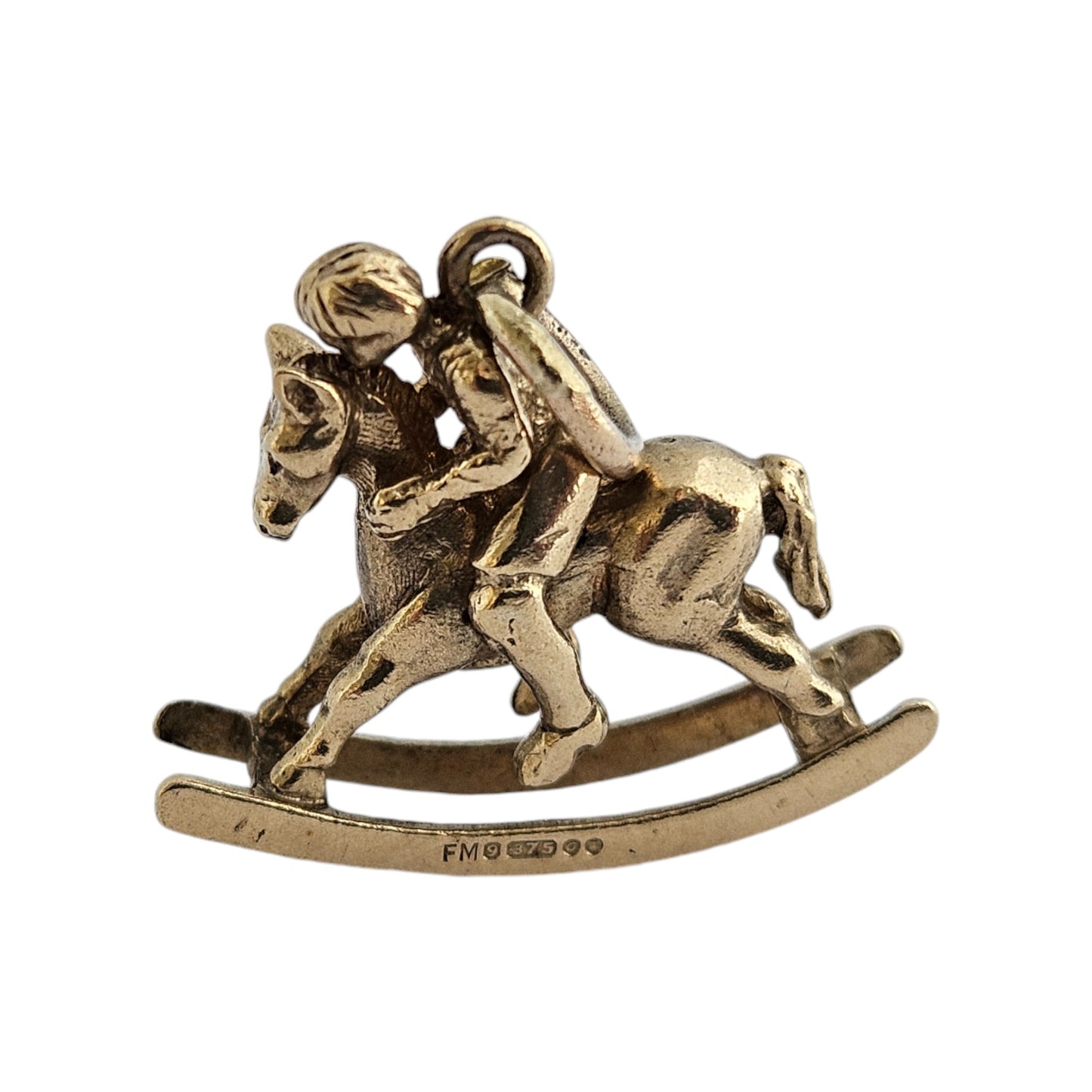 9ct 375 Yellow Gold Rocking Horse Articulated Charm 1969 L 2.2 cm 4.7 g