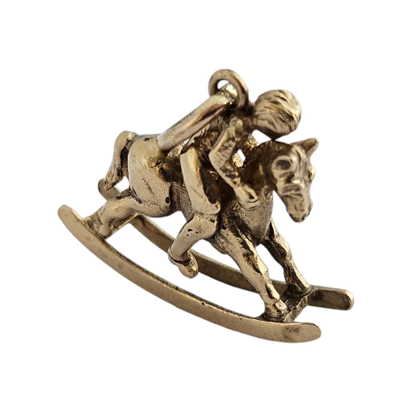 9ct 375 Yellow Gold Rocking Horse Articulated Charm 1969 L 2.2 cm 4.7 g