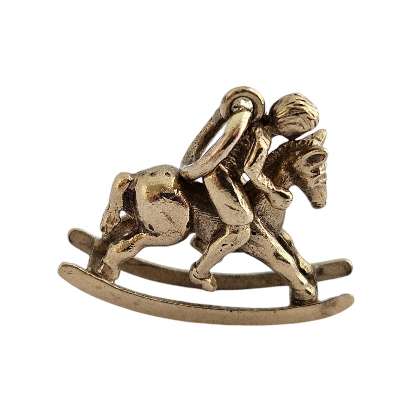 9ct 375 Yellow Gold Rocking Horse Articulated Charm 1969 L 2.2 cm 4.7 g