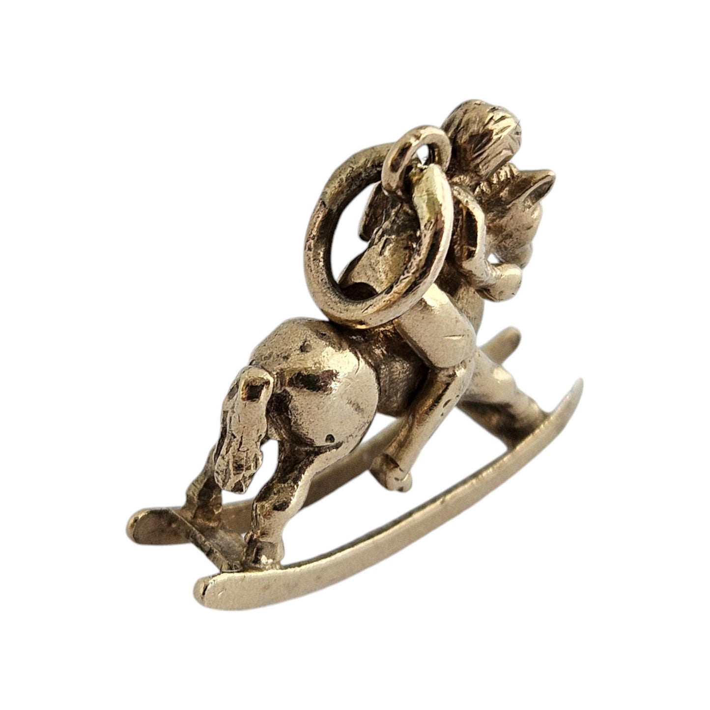 9ct 375 Yellow Gold Rocking Horse Articulated Charm 1969 L 2.2 cm 4.7 g