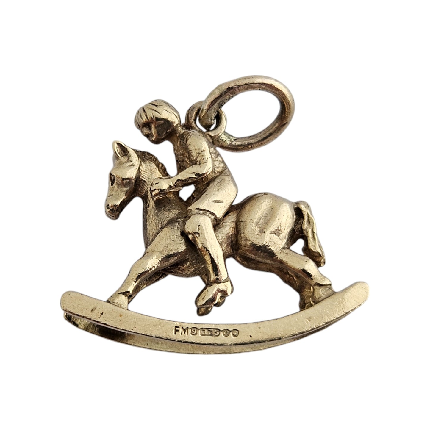 9ct 375 Yellow Gold Rocking Horse Articulated Charm 1969 L 2.2 cm 4.7 g