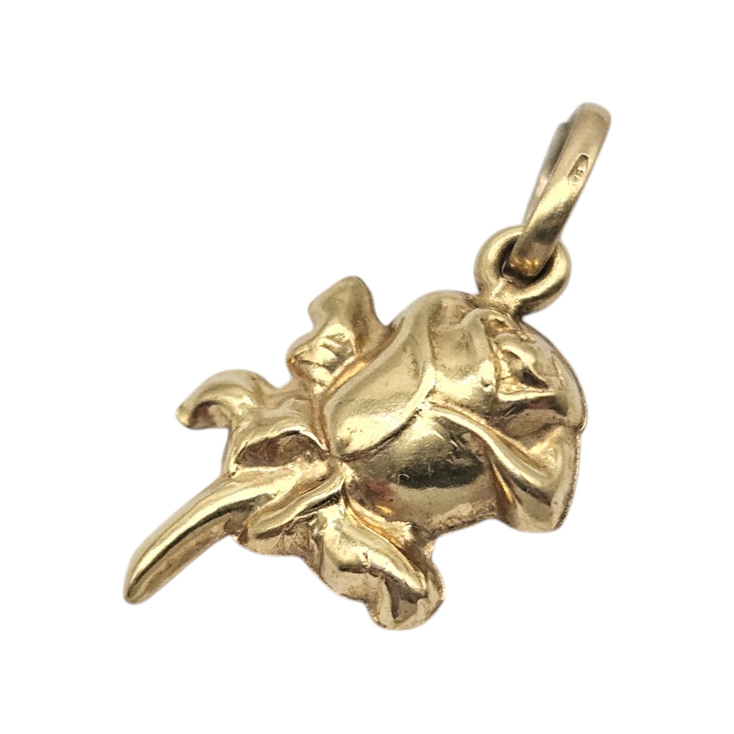 9ct 375 Yellow Gold Rose Charm L 1.4 cm 0.8 g.