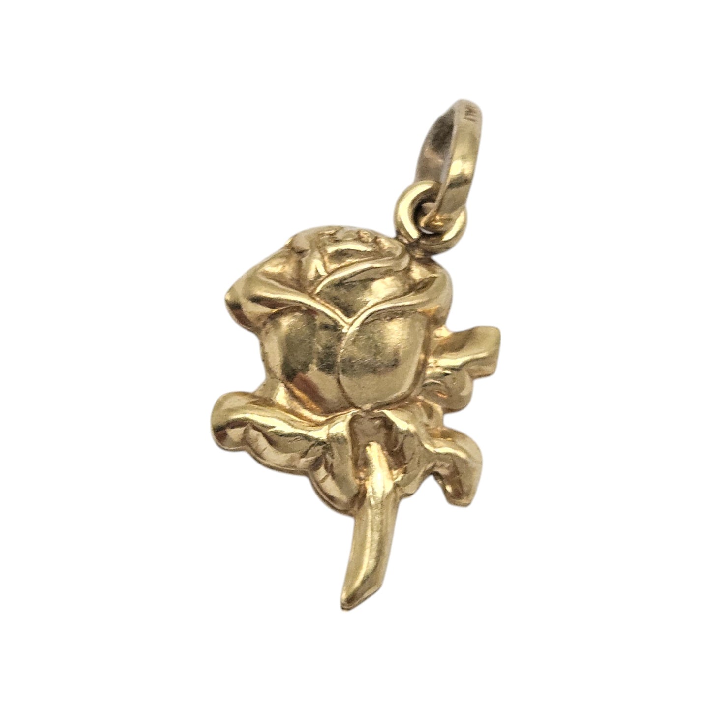 9ct 375 Yellow Gold Rose Charm L 1.4 cm 0.8 g.