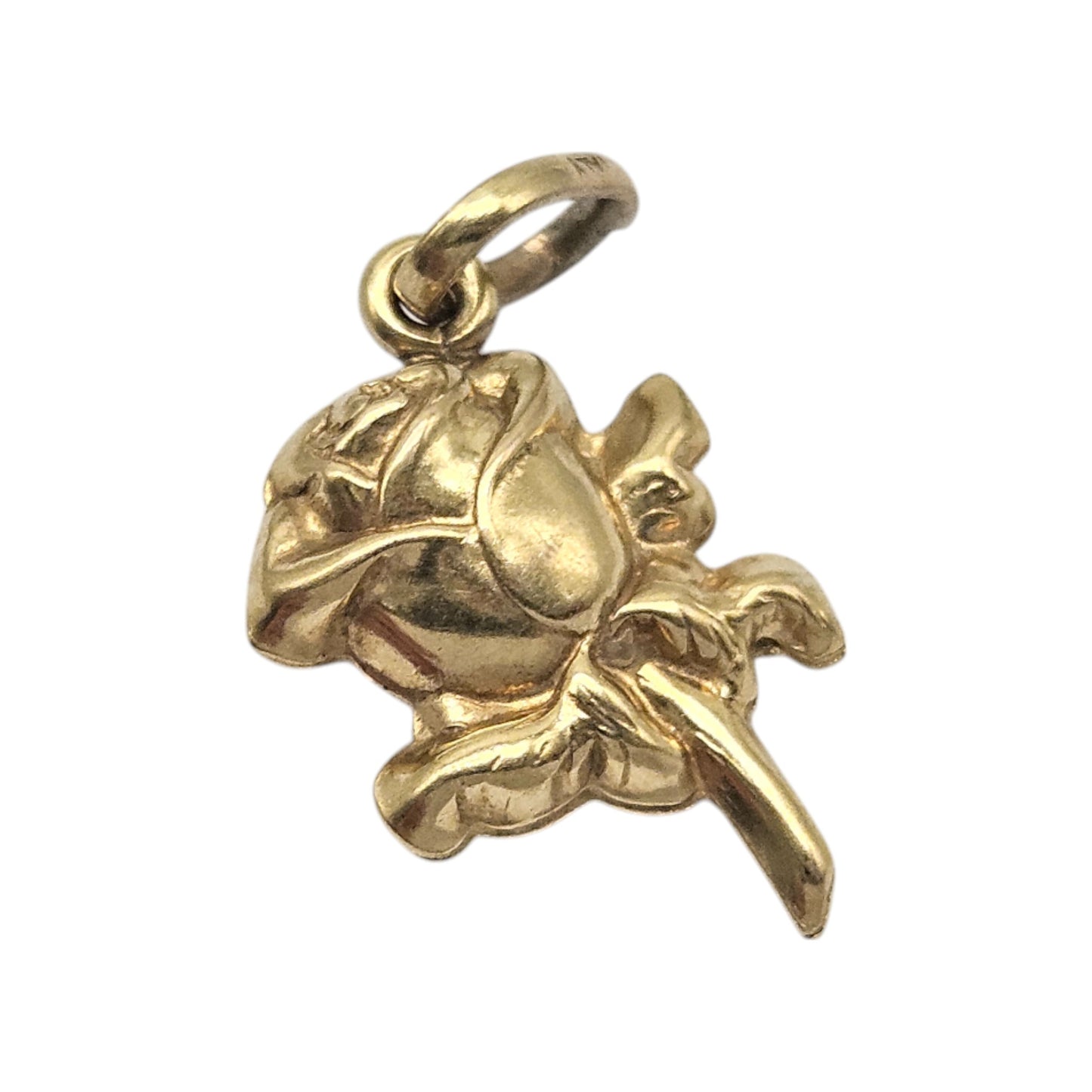 9ct 375 Yellow Gold Rose Charm L 1.4 cm 0.8 g.