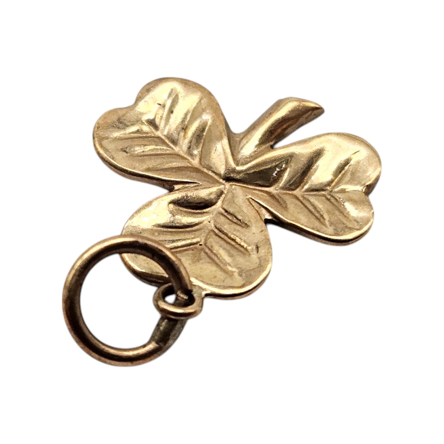 9ct 375 Yellow Gold Shamrock Charm 1972 L 1.2 cm 0.7 g.