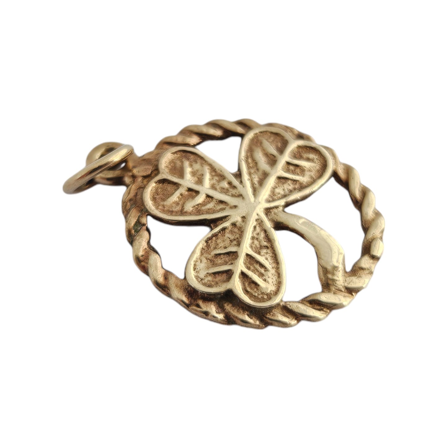 9ct 375 Yellow Gold Shamrock Charm 1983 Dia 1.5 cm 1.4 g.