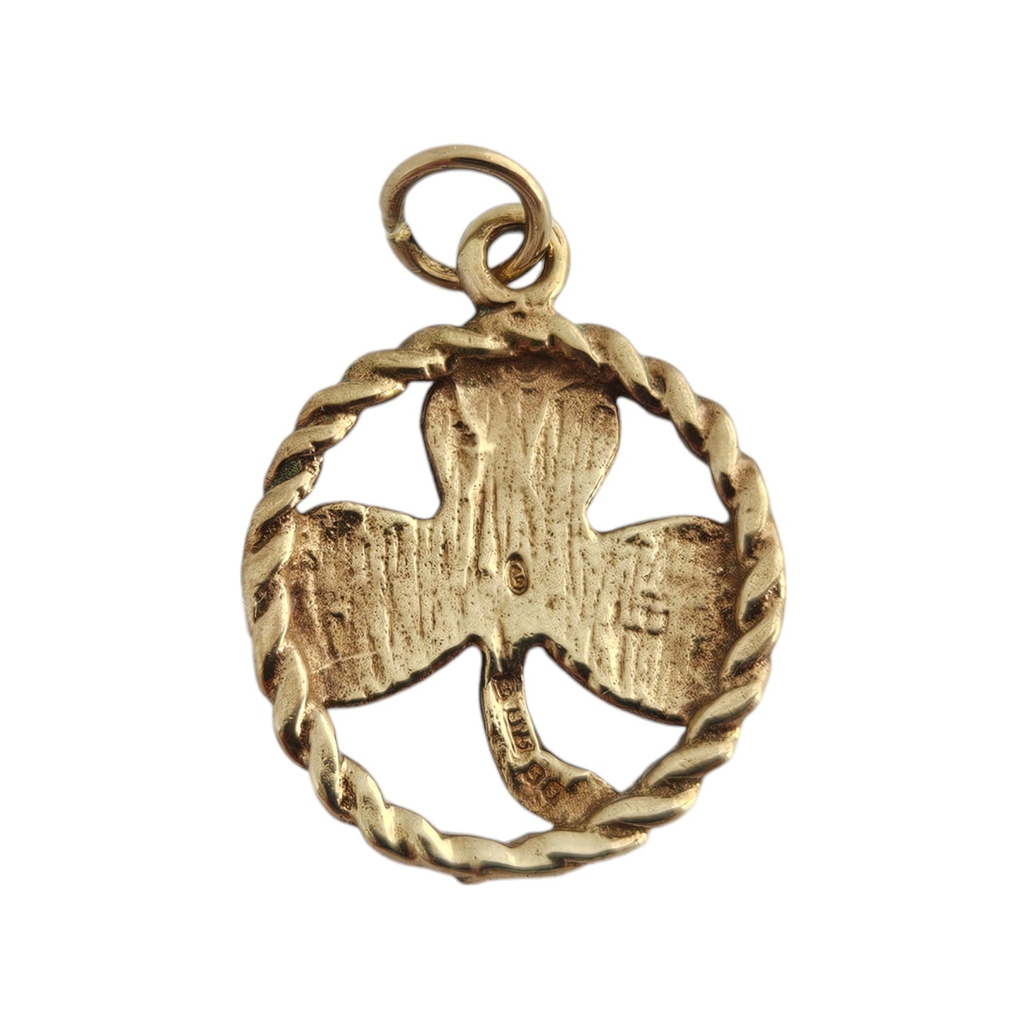 9ct 375 Yellow Gold Shamrock Charm 1983 Dia 1.5 cm 1.4 g.