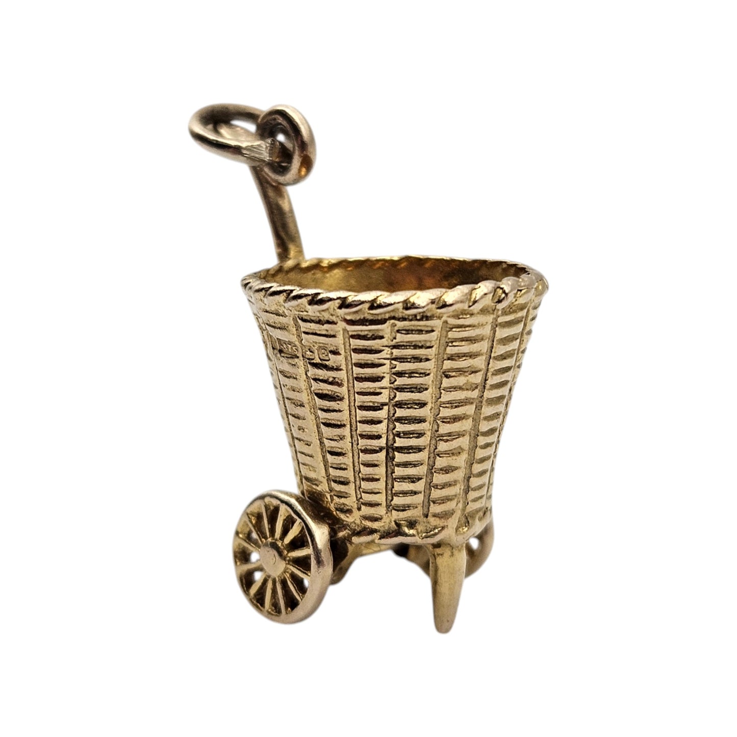 9ct 375 Yellow Gold Shopping Basket Charm 1965 L 2.3 cm 4.0 g.