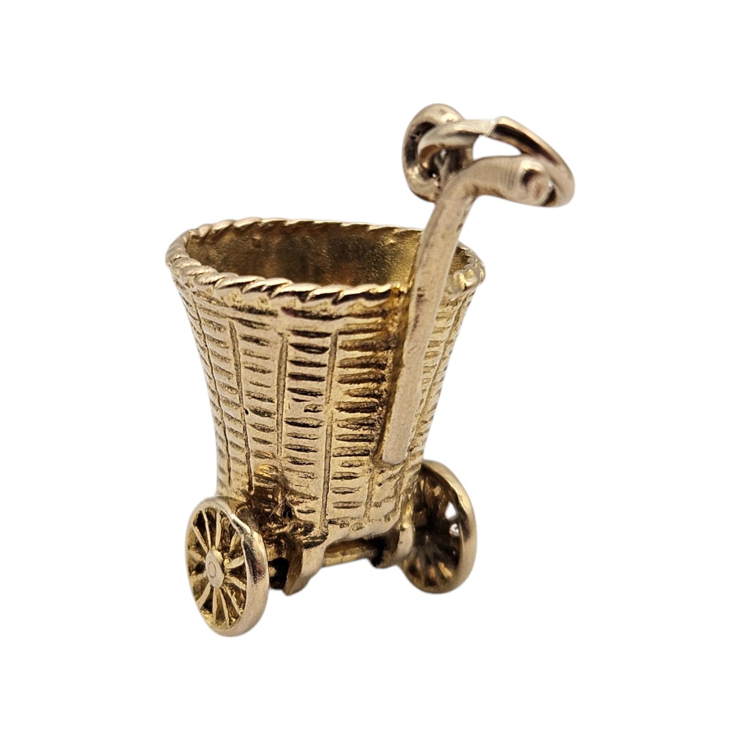 9ct 375 Yellow Gold Shopping Basket Charm 1965 L 2.3 cm 4.0 g.