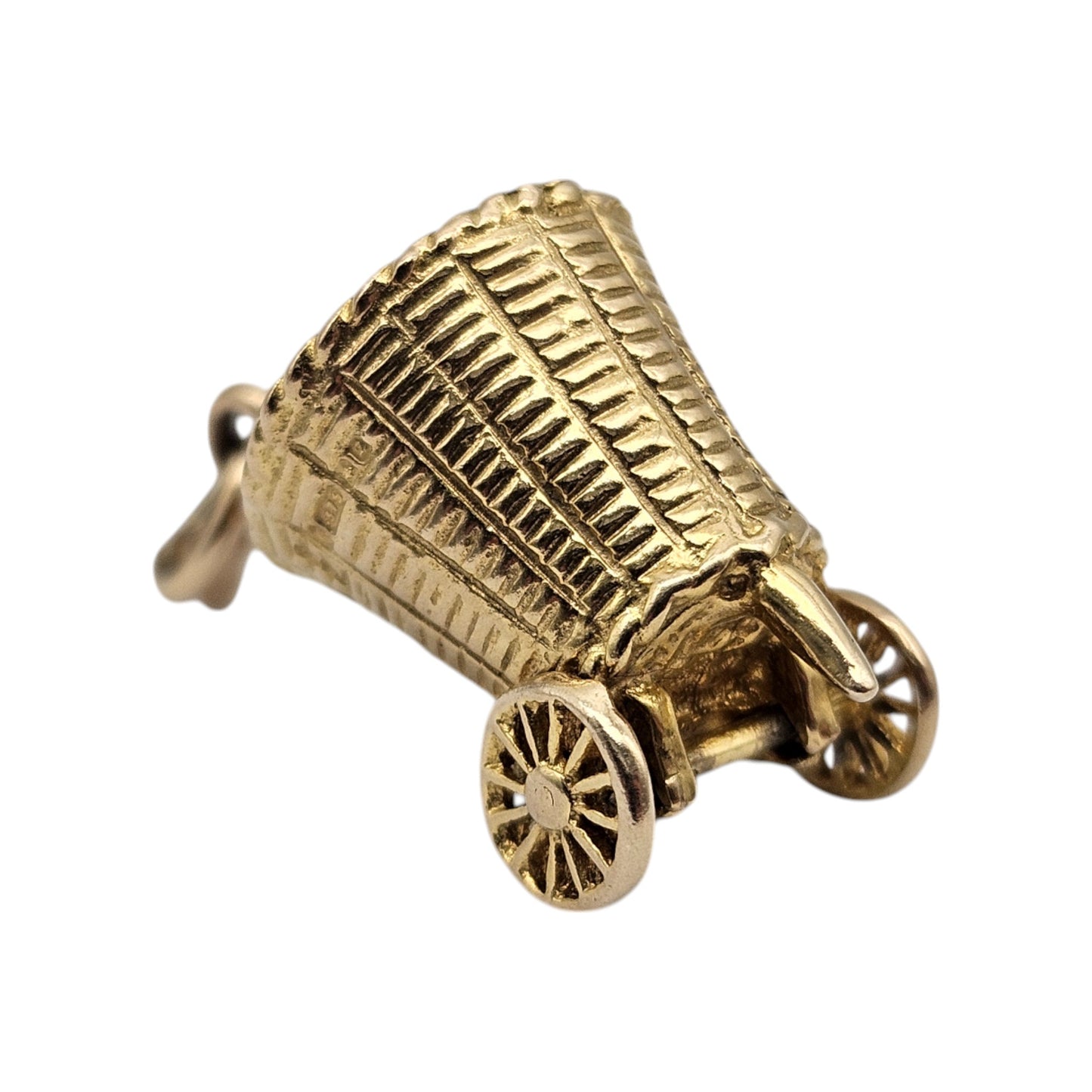 9ct 375 Yellow Gold Shopping Basket Charm 1965 L 2.3 cm 4.0 g.