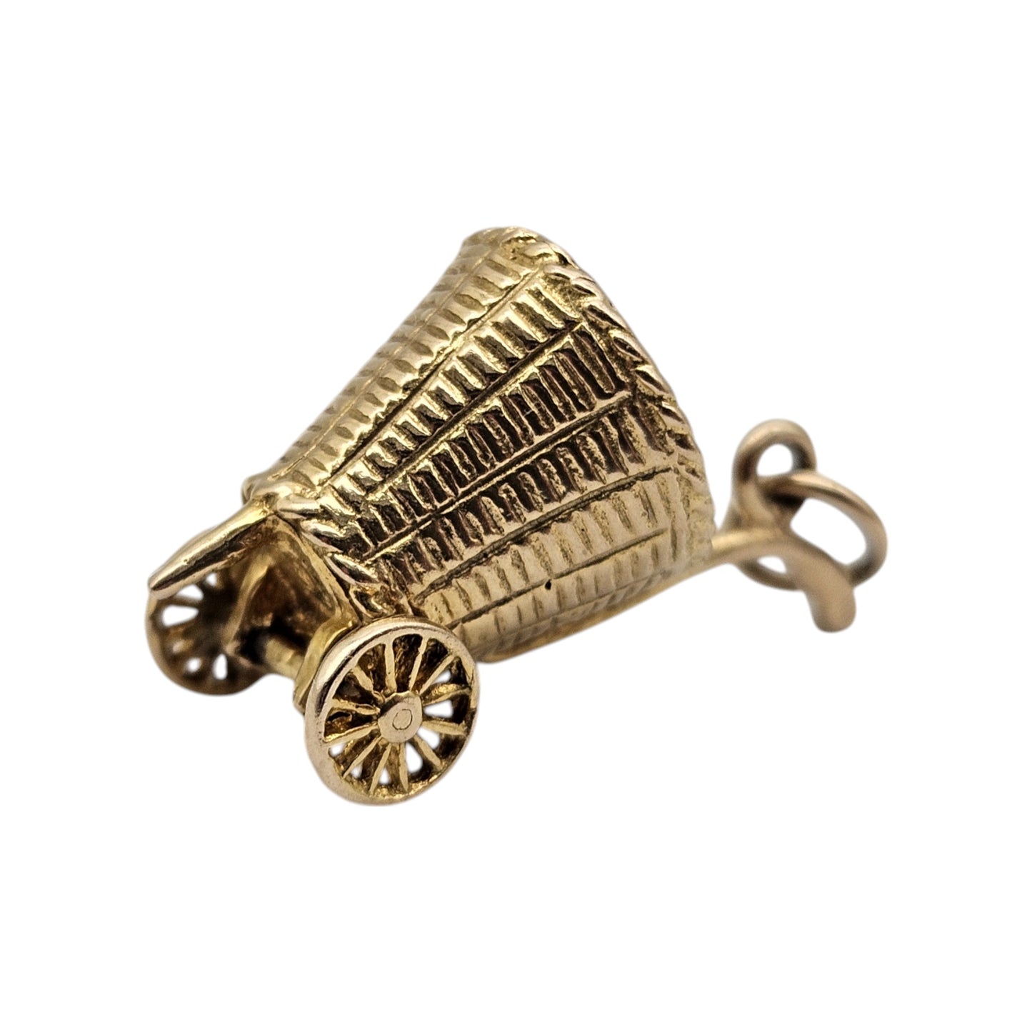 9ct 375 Yellow Gold Shopping Basket Charm 1965 L 2.3 cm 4.0 g.