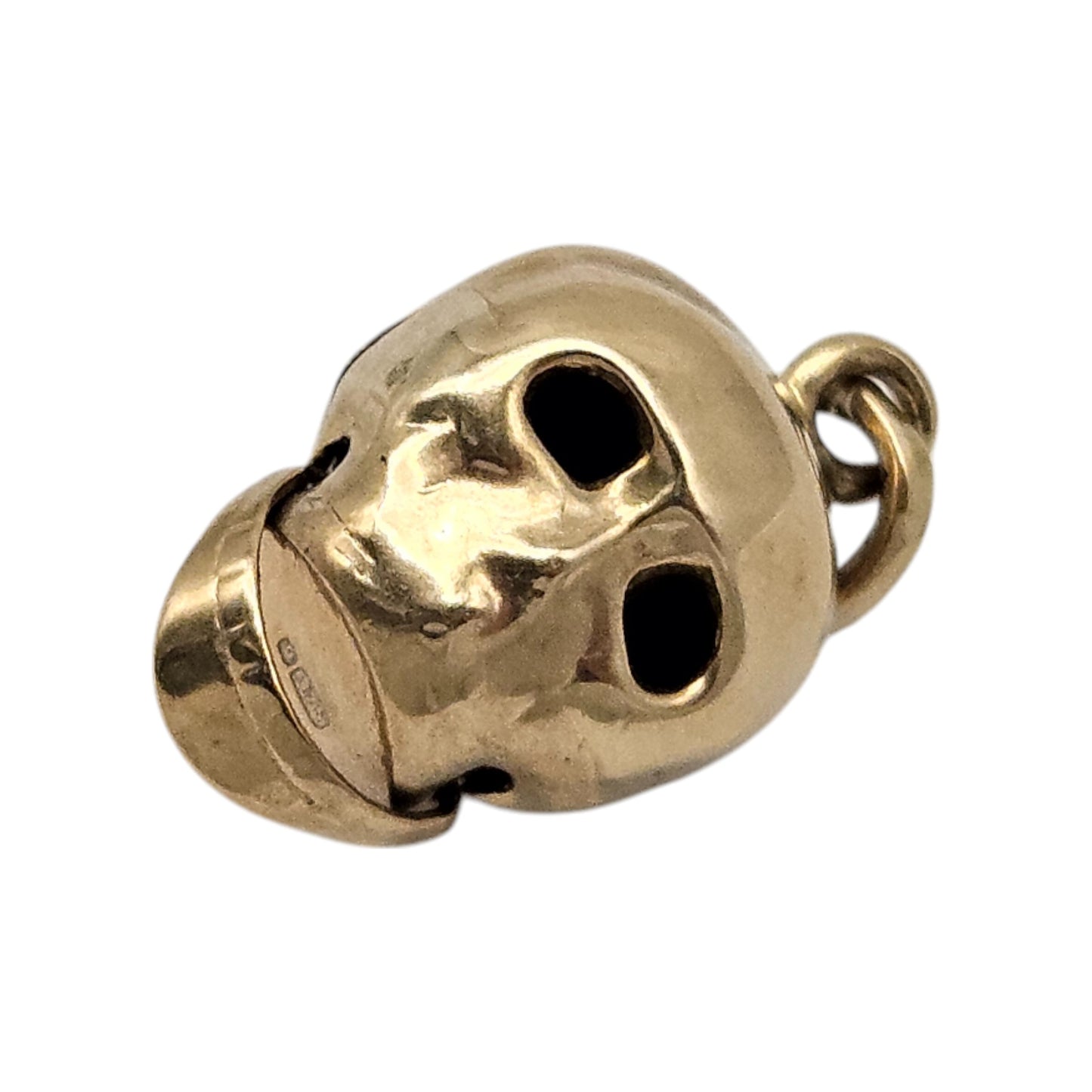 Unusual 9ct 375 Yellow Gold Skull Articulated Charm c.1960 L 1.4 cm 1.3 g.