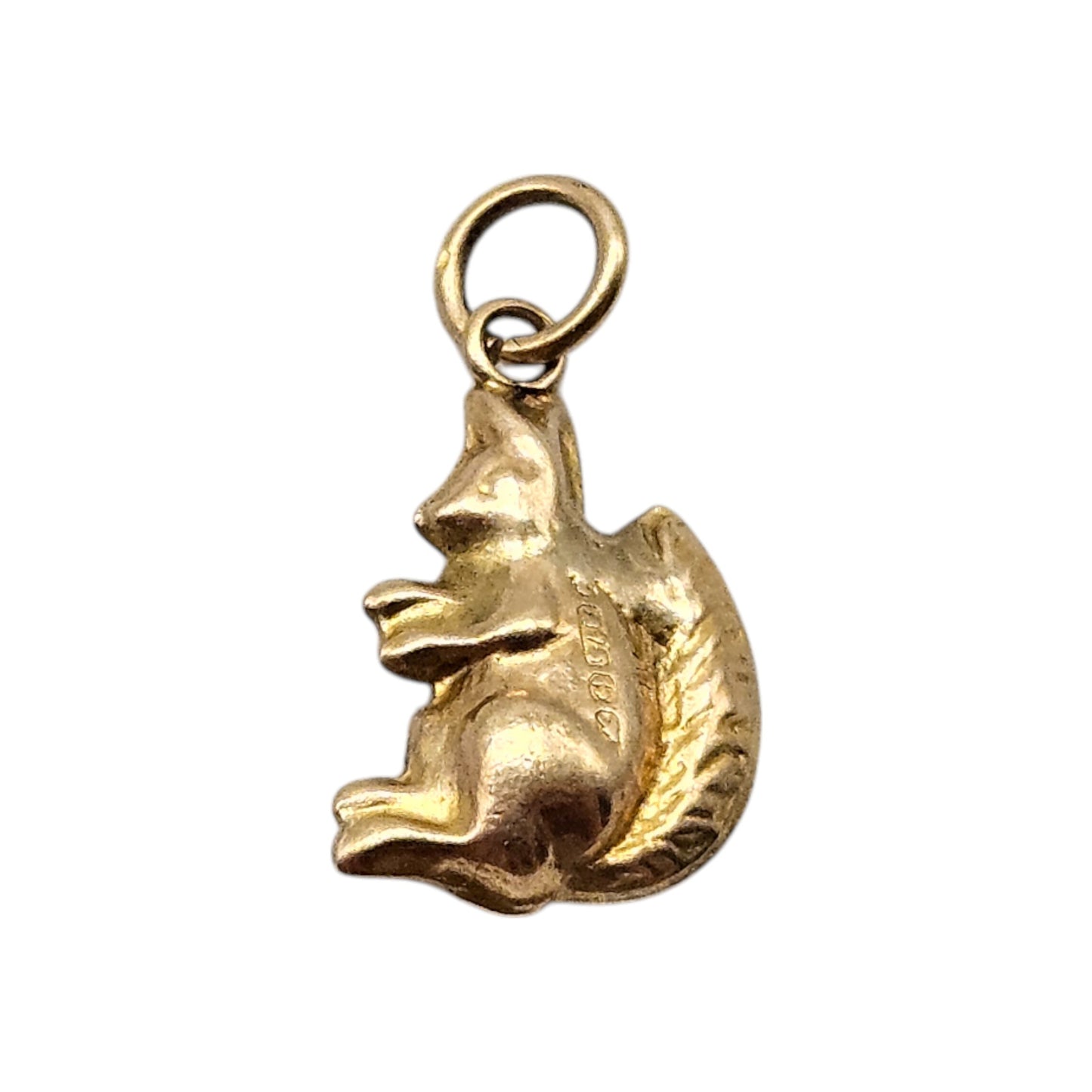 9ct 375 Yellow Gold Squirrel Charm 1955 L 1.1 cm 0.4 g.