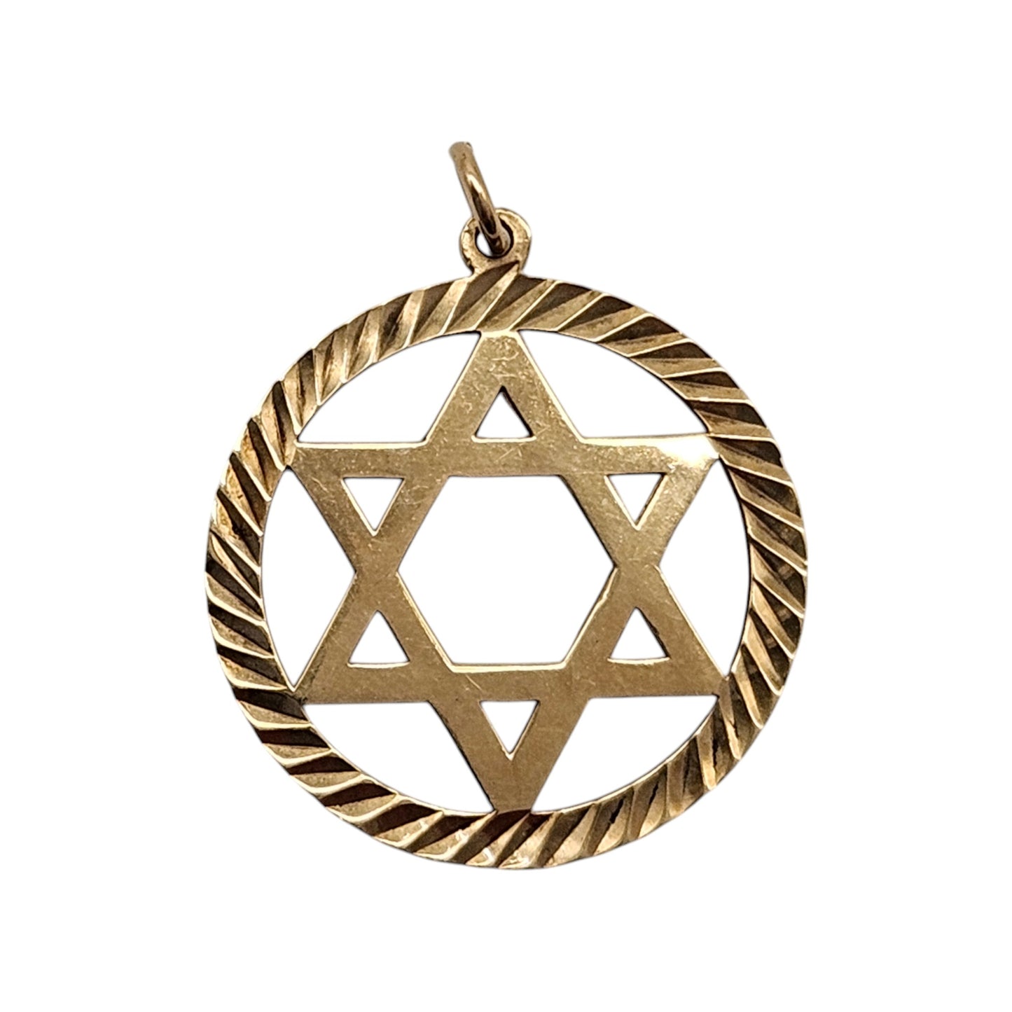 Large 9ct 375 Yellow Gold Star Of David Pendant 1989 L 2.8 cm 2.9 g.