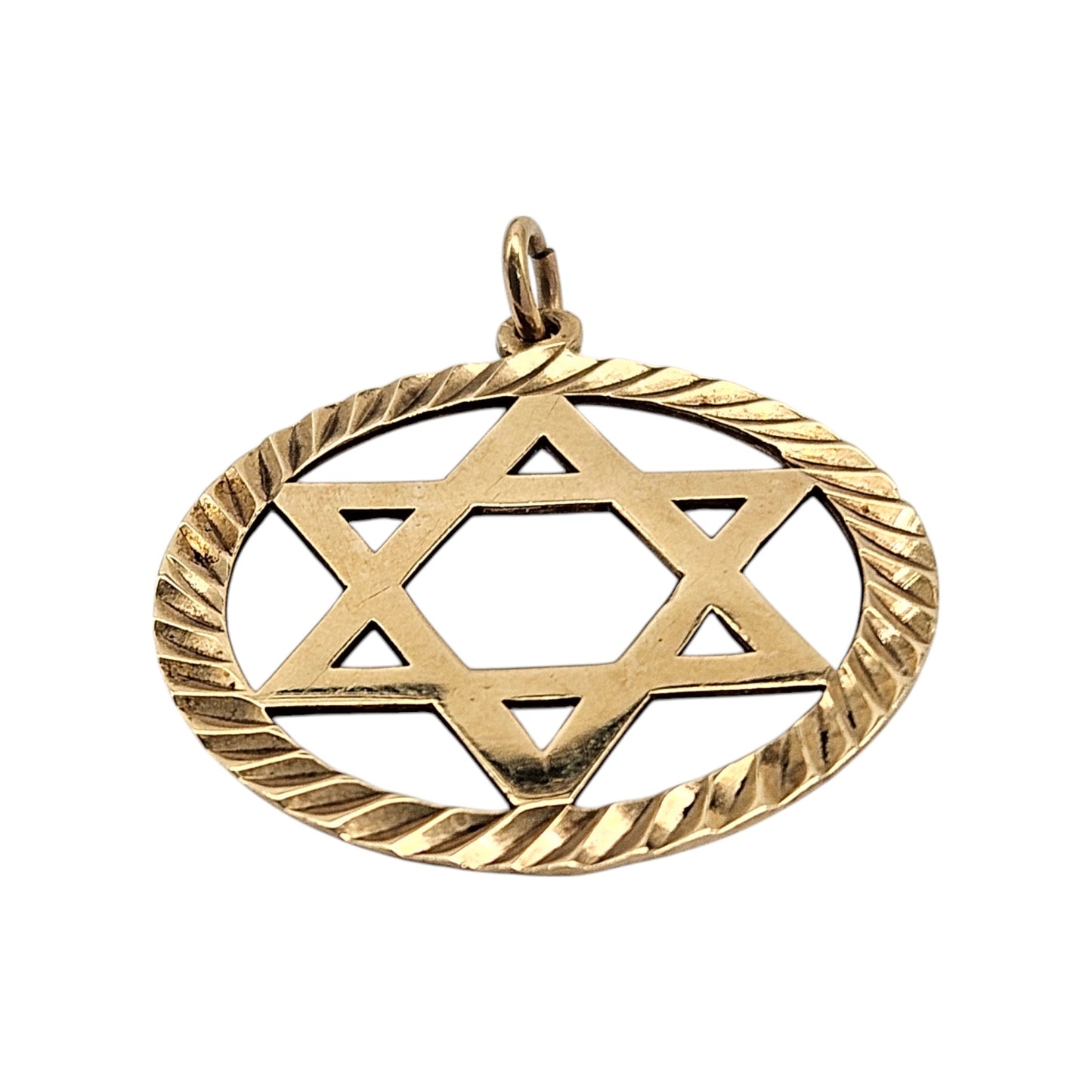 Large 9ct 375 Yellow Gold Star Of David Pendant 1989 L 2.8 cm 2.9 g.