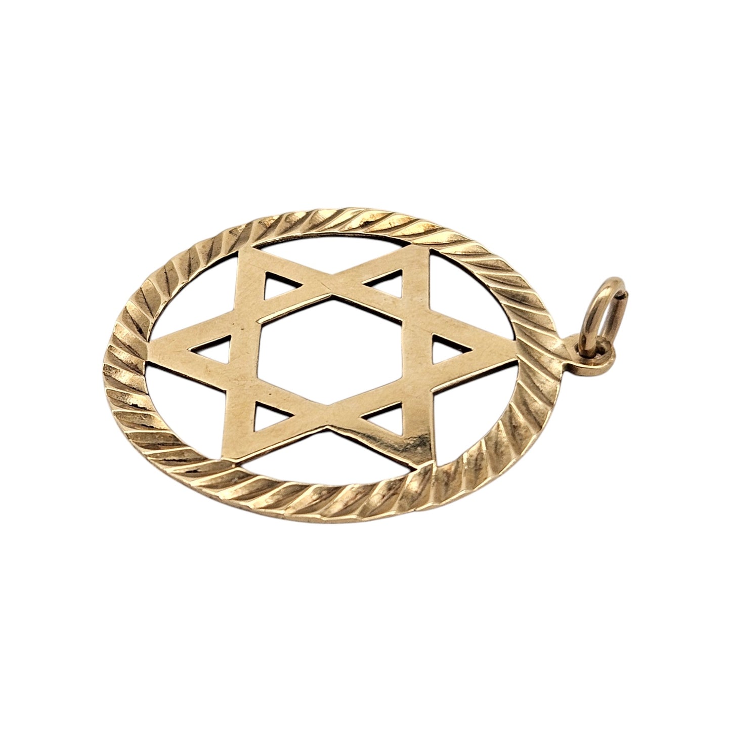 Large 9ct 375 Yellow Gold Star Of David Pendant 1989 L 2.8 cm 2.9 g.