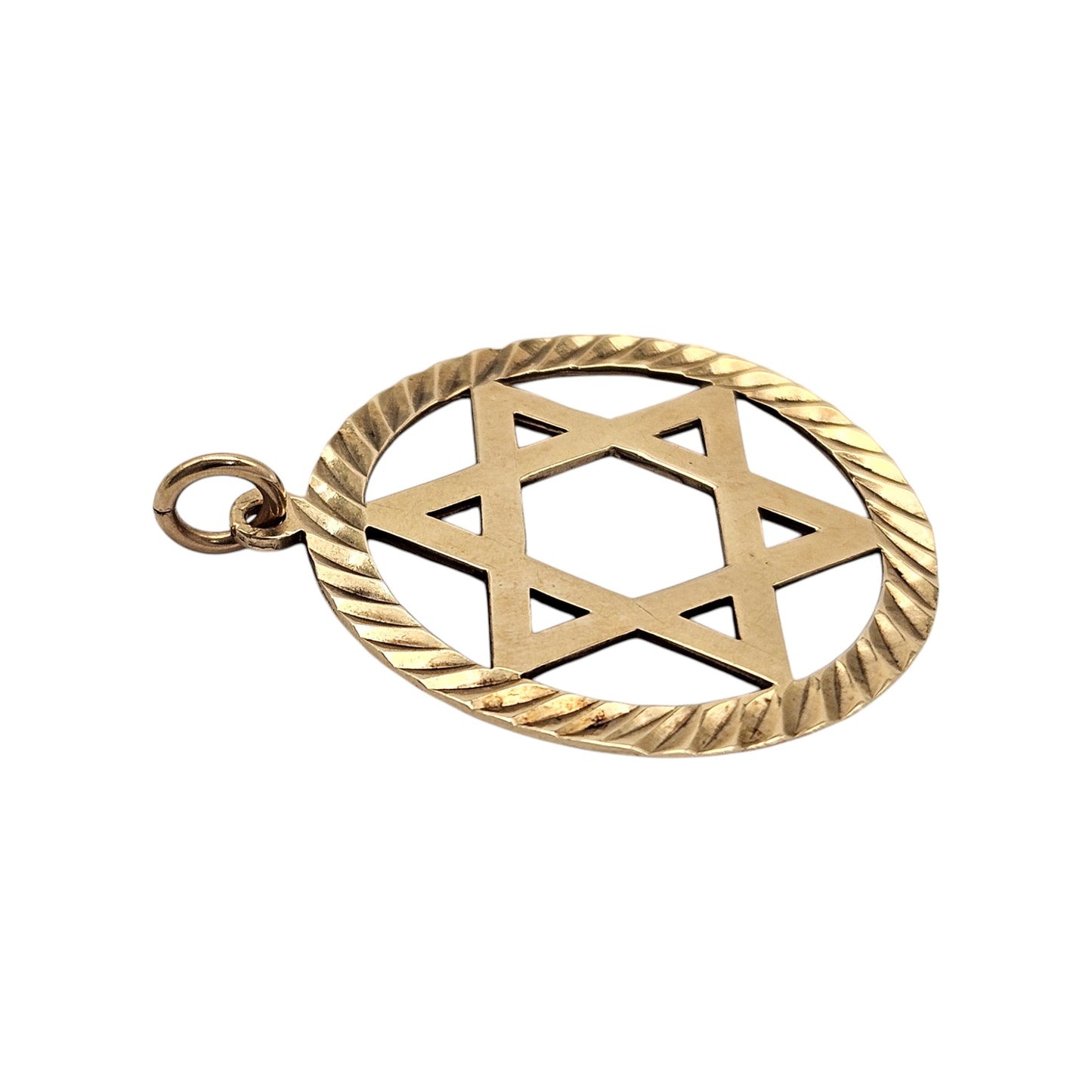 Large 9ct 375 Yellow Gold Star Of David Pendant 1989 L 2.8 cm 2.9 g.