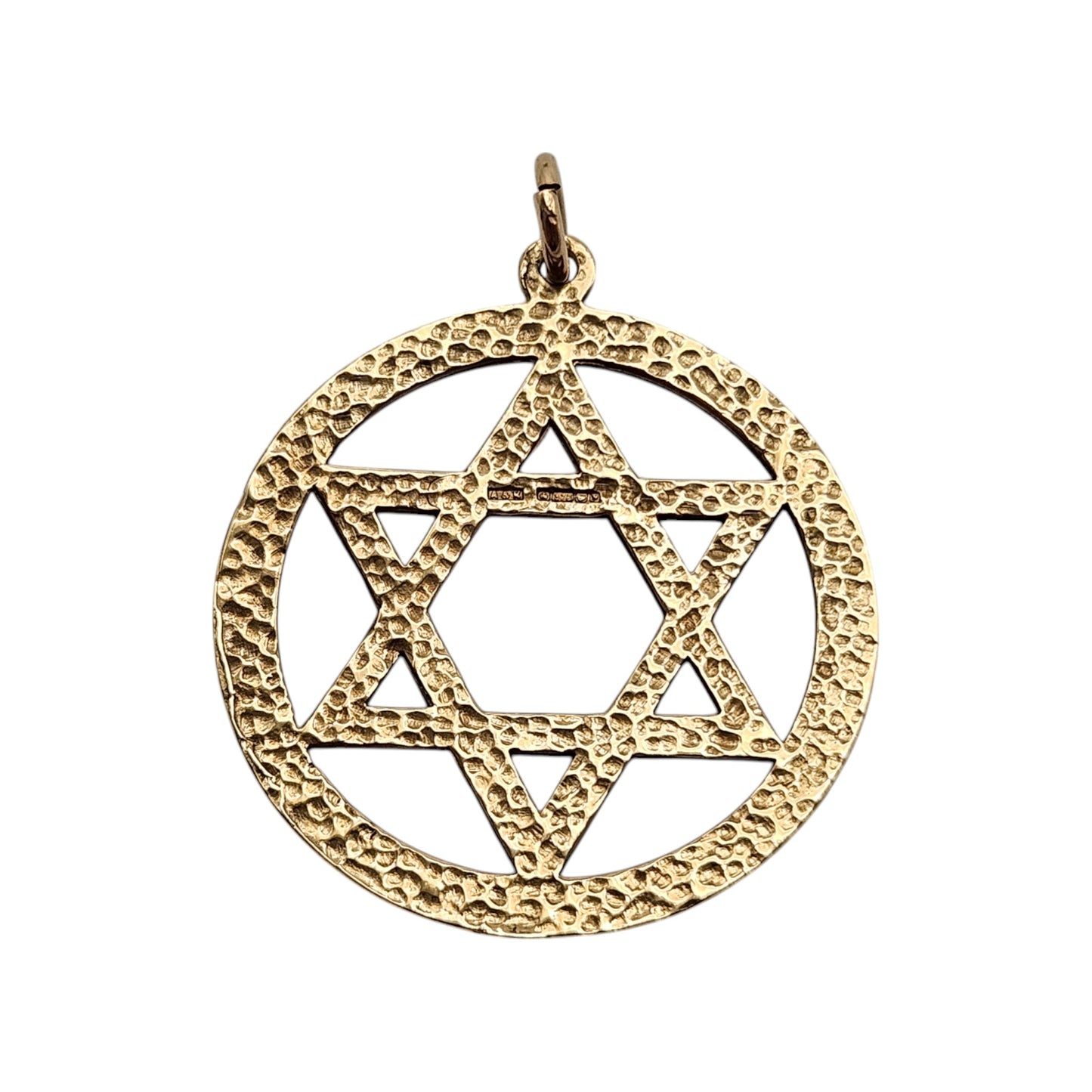 Large 9ct 375 Yellow Gold Star Of David Pendant 1989 L 2.8 cm 2.9 g.