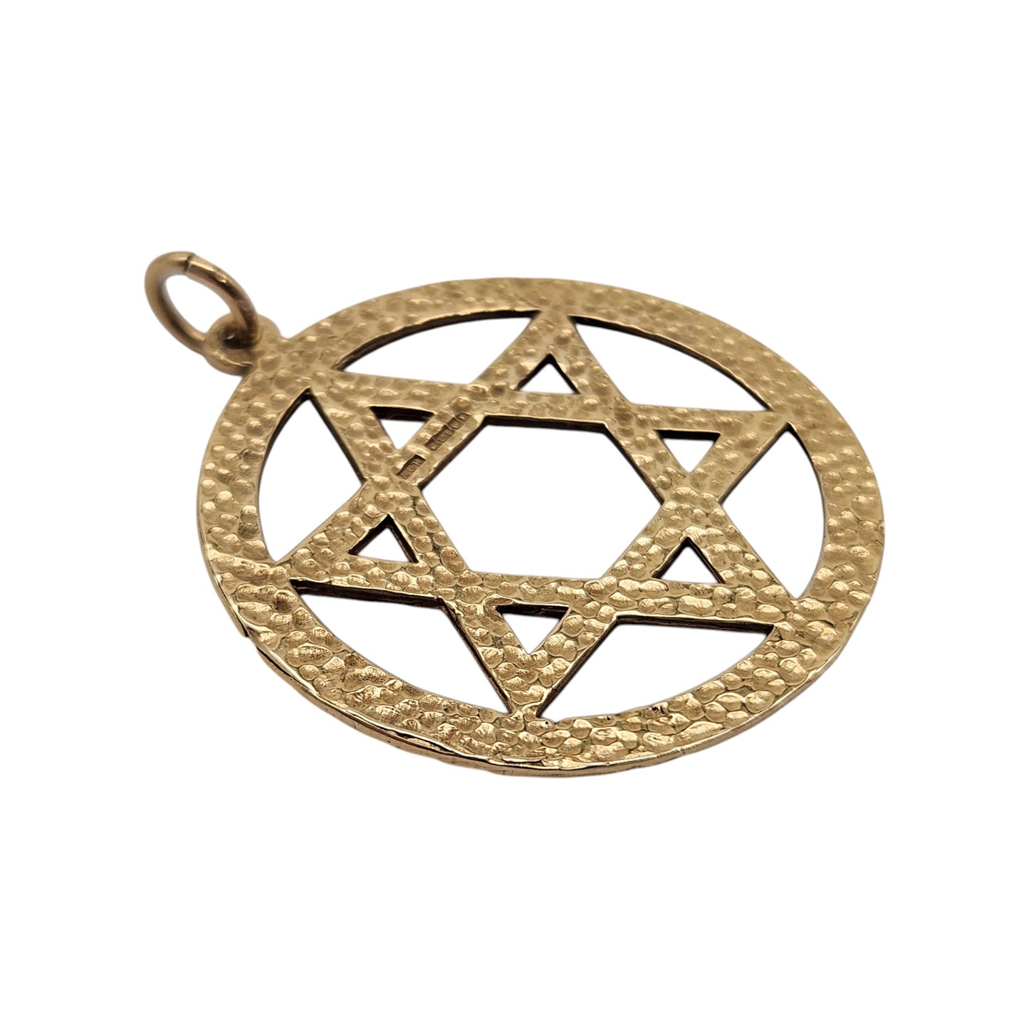 Large 9ct 375 Yellow Gold Star Of David Pendant 1989 L 2.8 cm 2.9 g.