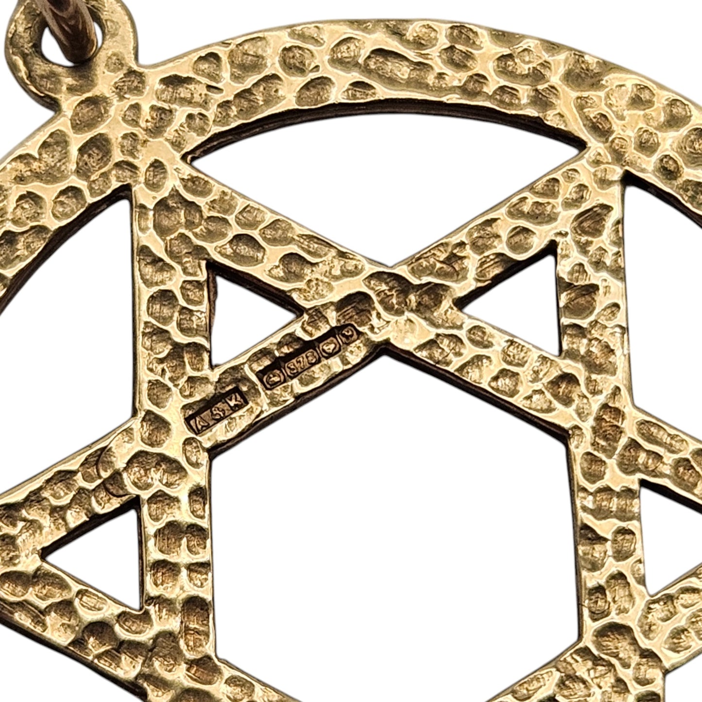 Large 9ct 375 Yellow Gold Star Of David Pendant 1989 L 2.8 cm 2.9 g.