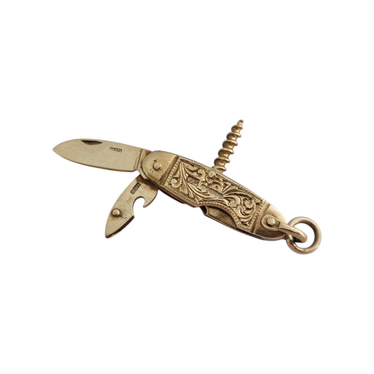 9ct 375 Yellow Gold Pocket Knife Opening Charm 1967 L 2.7 cm 6.7 g